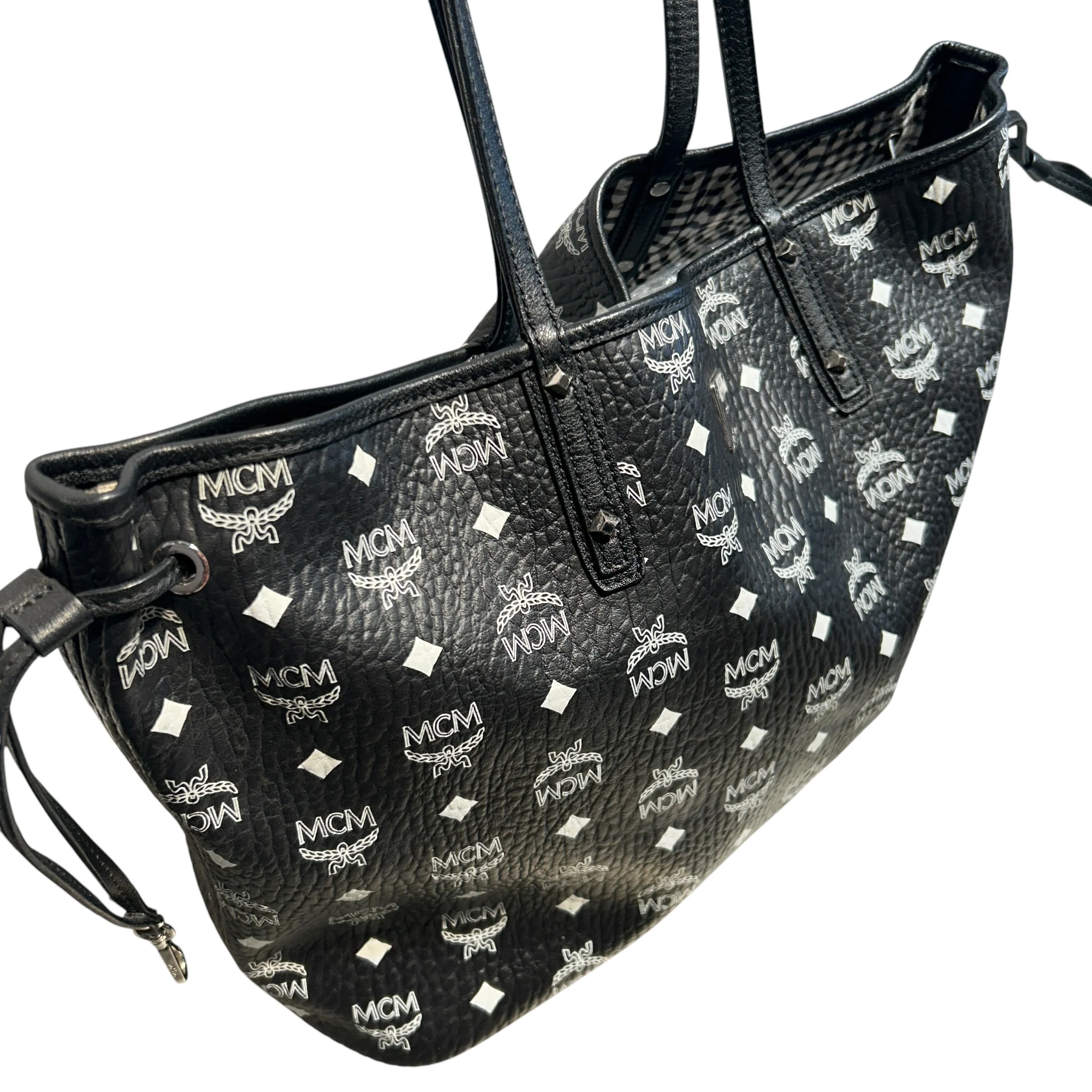 MCM/Tote Bag/Monogram/Leather/BLK/Reversible Totebag with Pouch