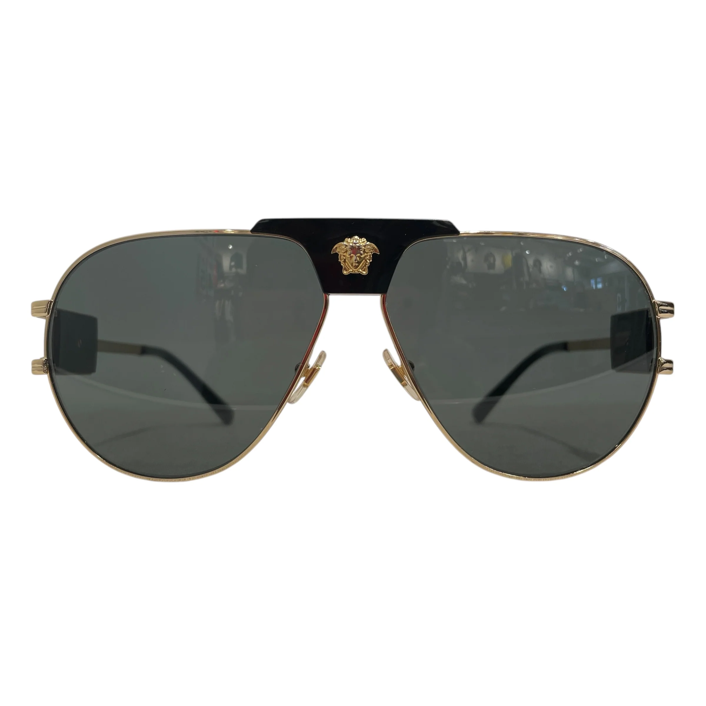 VERSACE/Sunglasses/Titanium/BLK/2252 - Gold Aviators