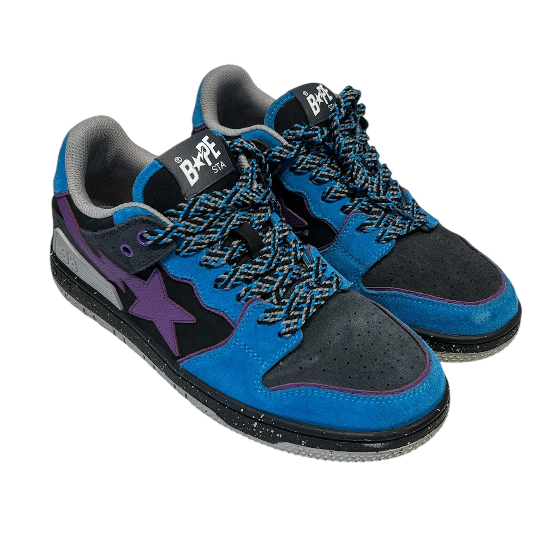 BAPE STA!/Low-Sneakers/US 9.5/Border/Suede/BLU/BLUE PURPLE SKATE STA