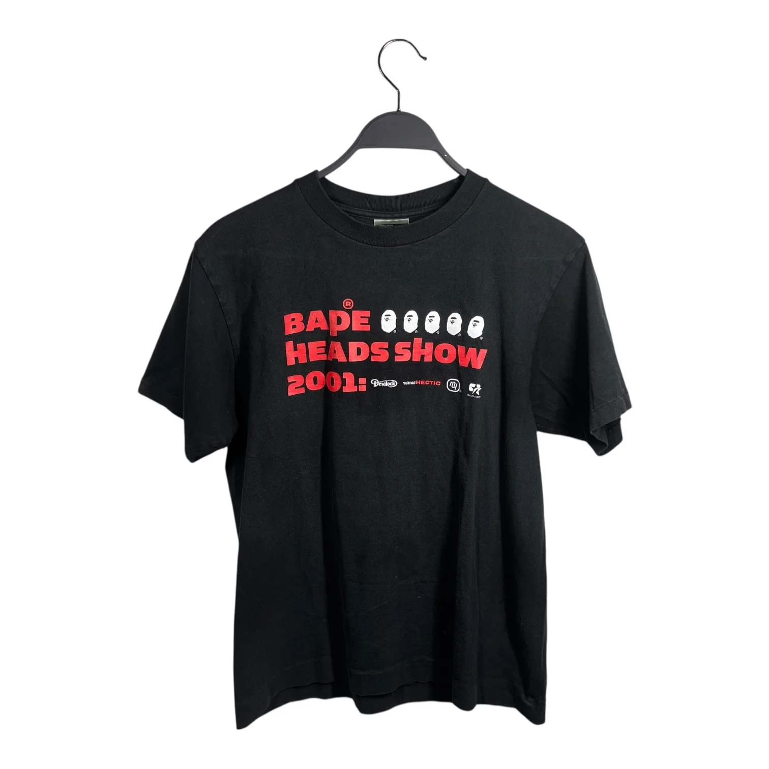 A BATHING APE/T-Shirt/M/Cotton/BLK/Heads Show 2001