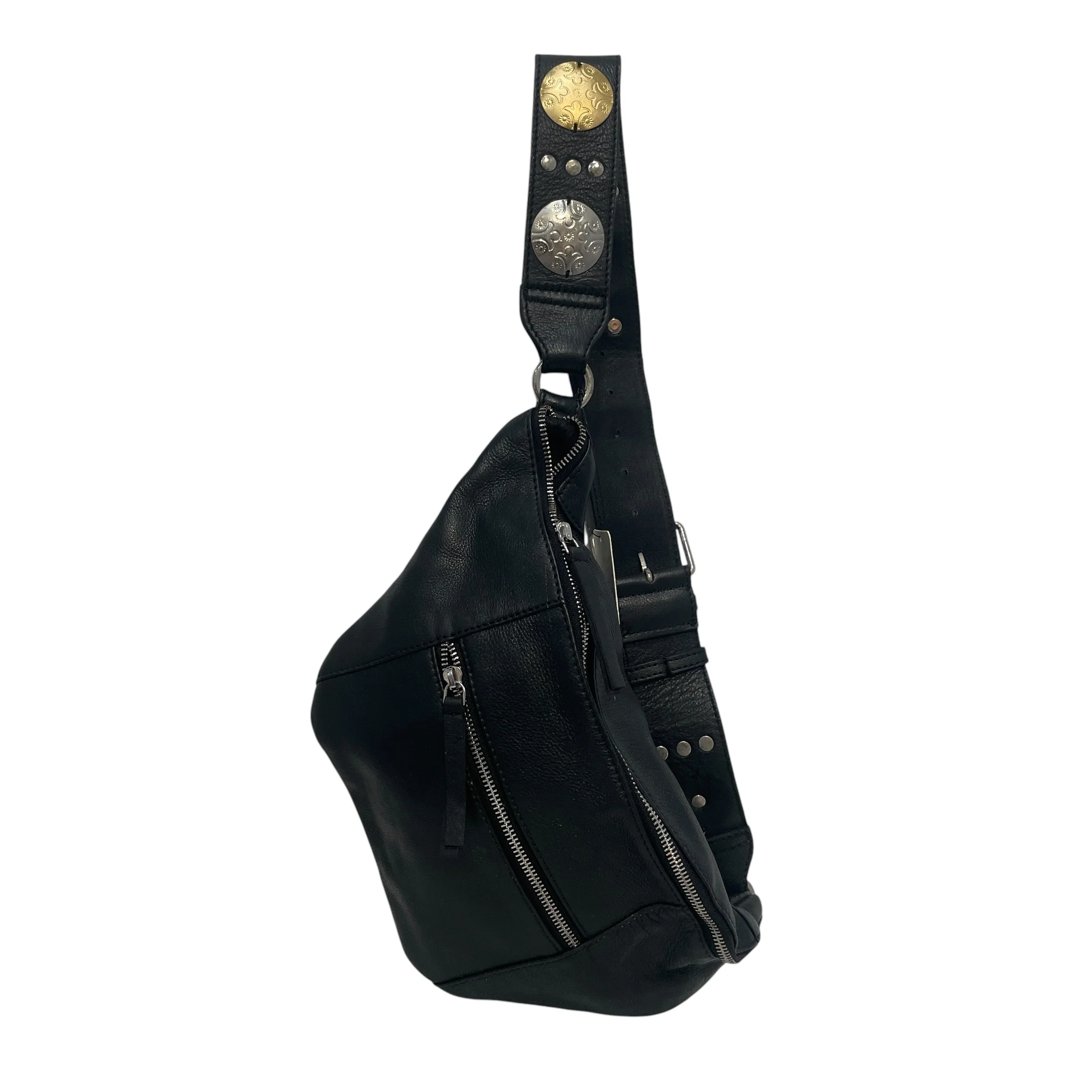 Free People/Fanny Pack/Leather/BLK/Badge Strap Fanny Pack