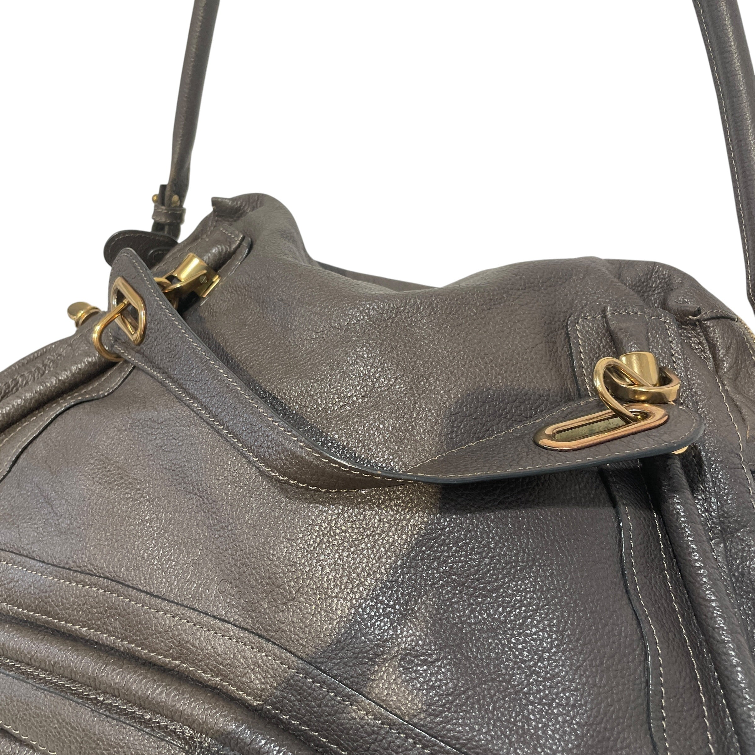 Chloe/Hand Bag/Leather/GRY/Paraty Large