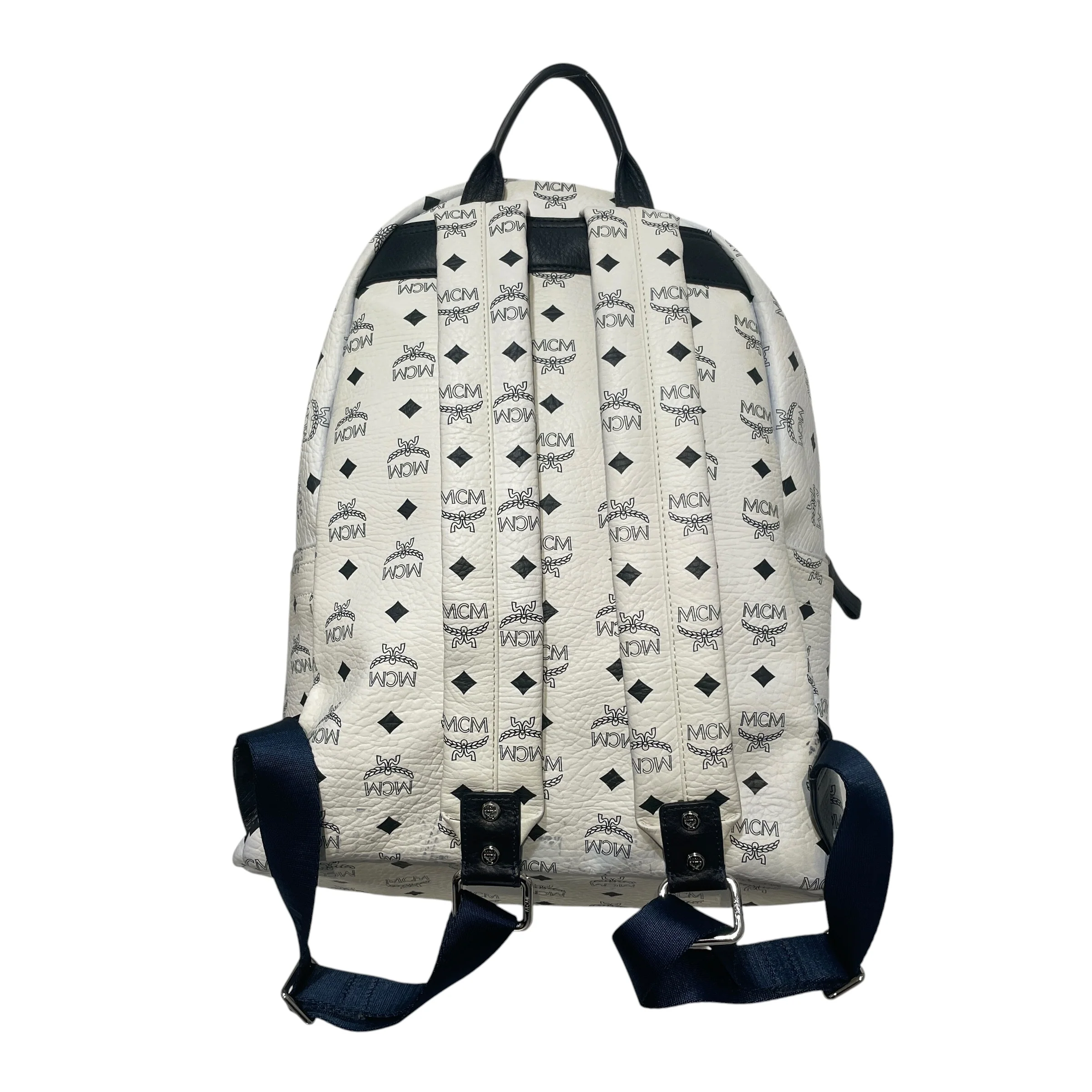MCM/Backpack/Monogram/Leather/WHT/Studded Stark BackPack