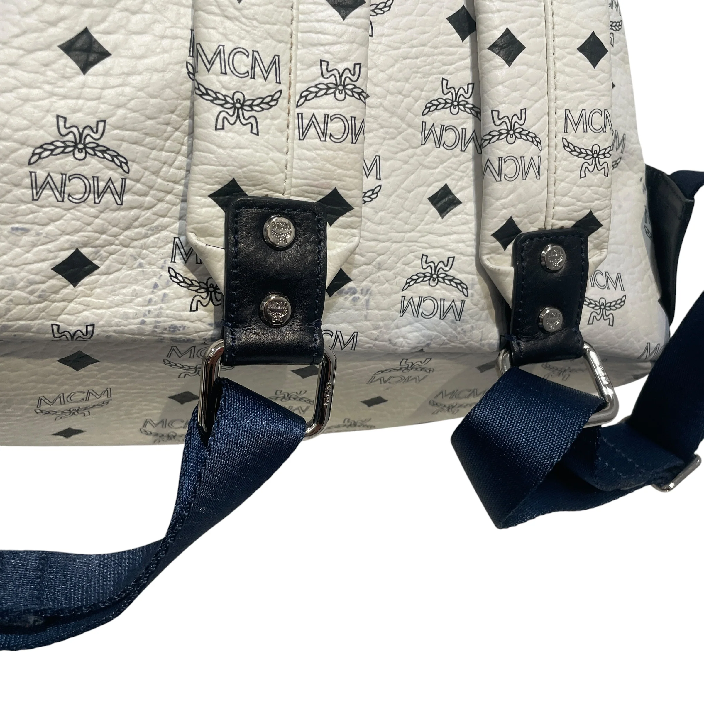 MCM/Backpack/Monogram/Leather/WHT/Studded Stark BackPack