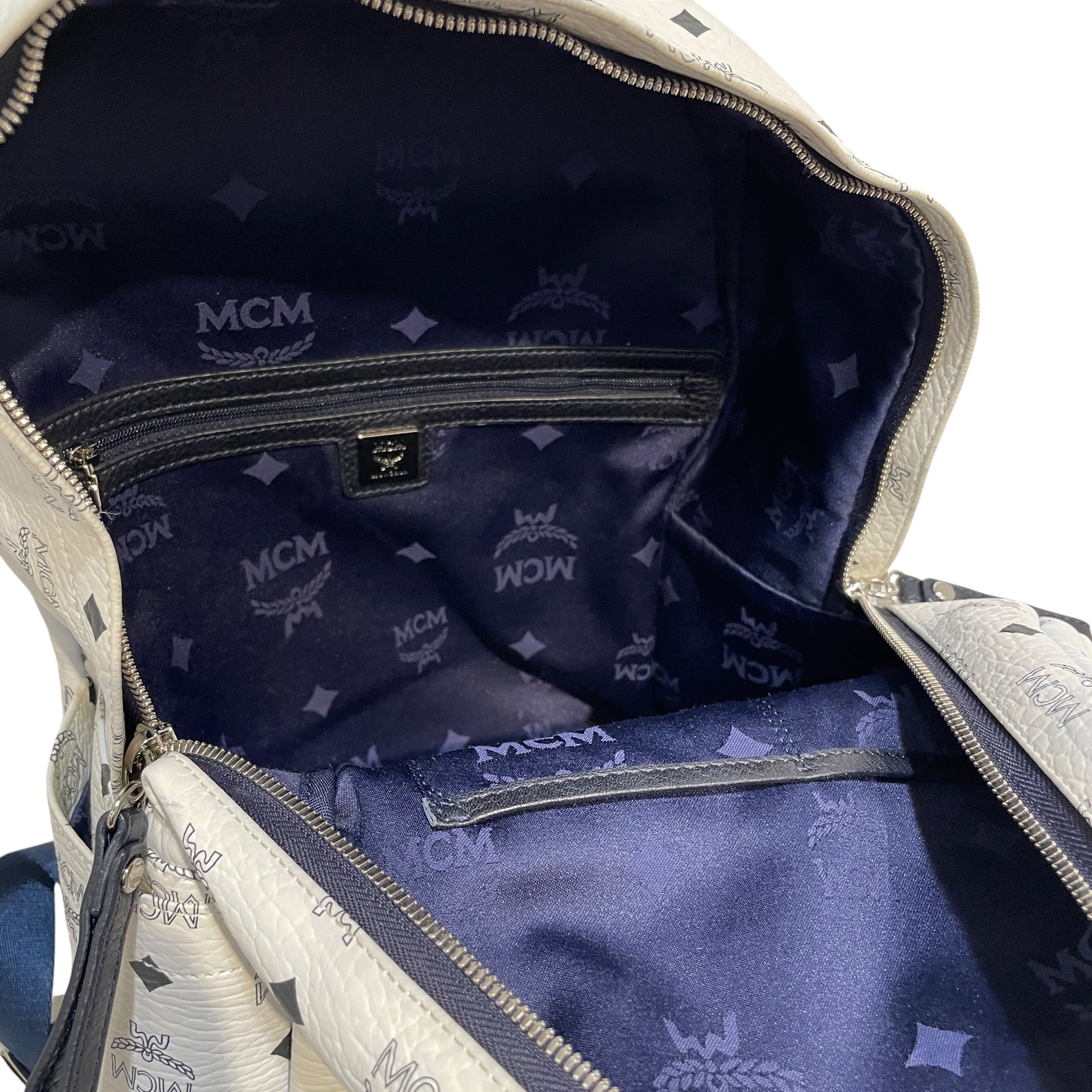 MCM/Backpack/Monogram/Leather/WHT/Studded Stark BackPack