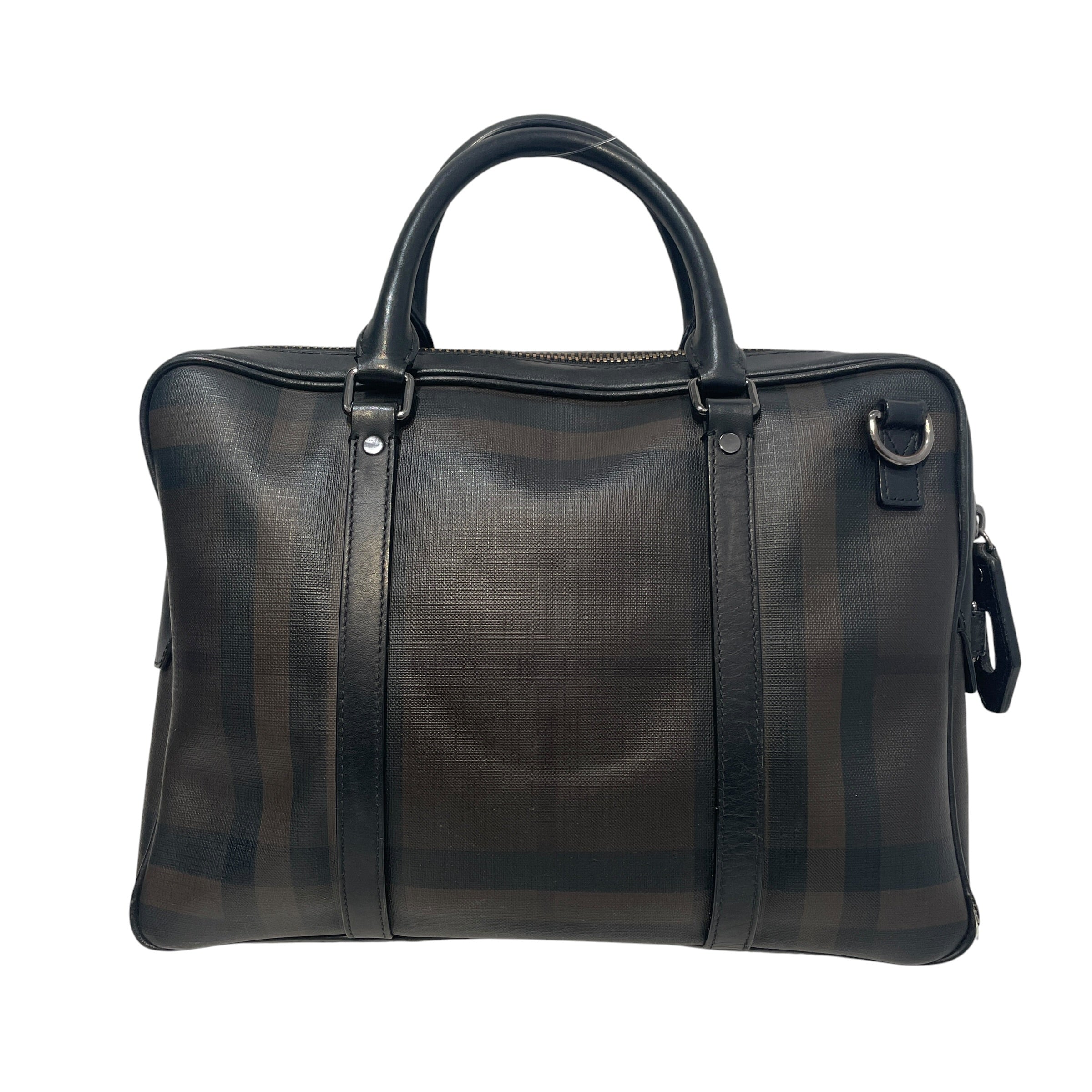 BURBERRY/Briefcase/Stripe/Leather/BLK/Smoked Checked Newburg