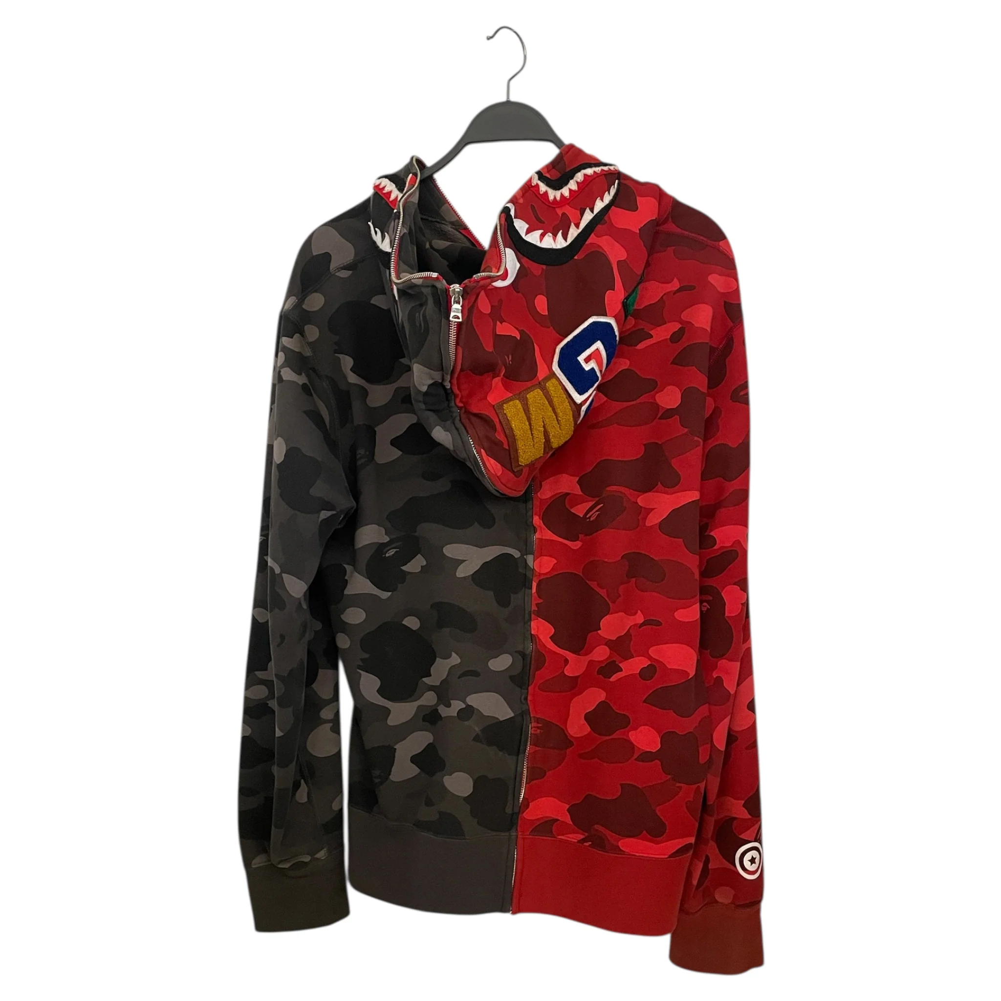 A BATHING APE/Zip Up Hoodie/XL/Camouflage/Cotton/MLT/Split Camo Shark Zip