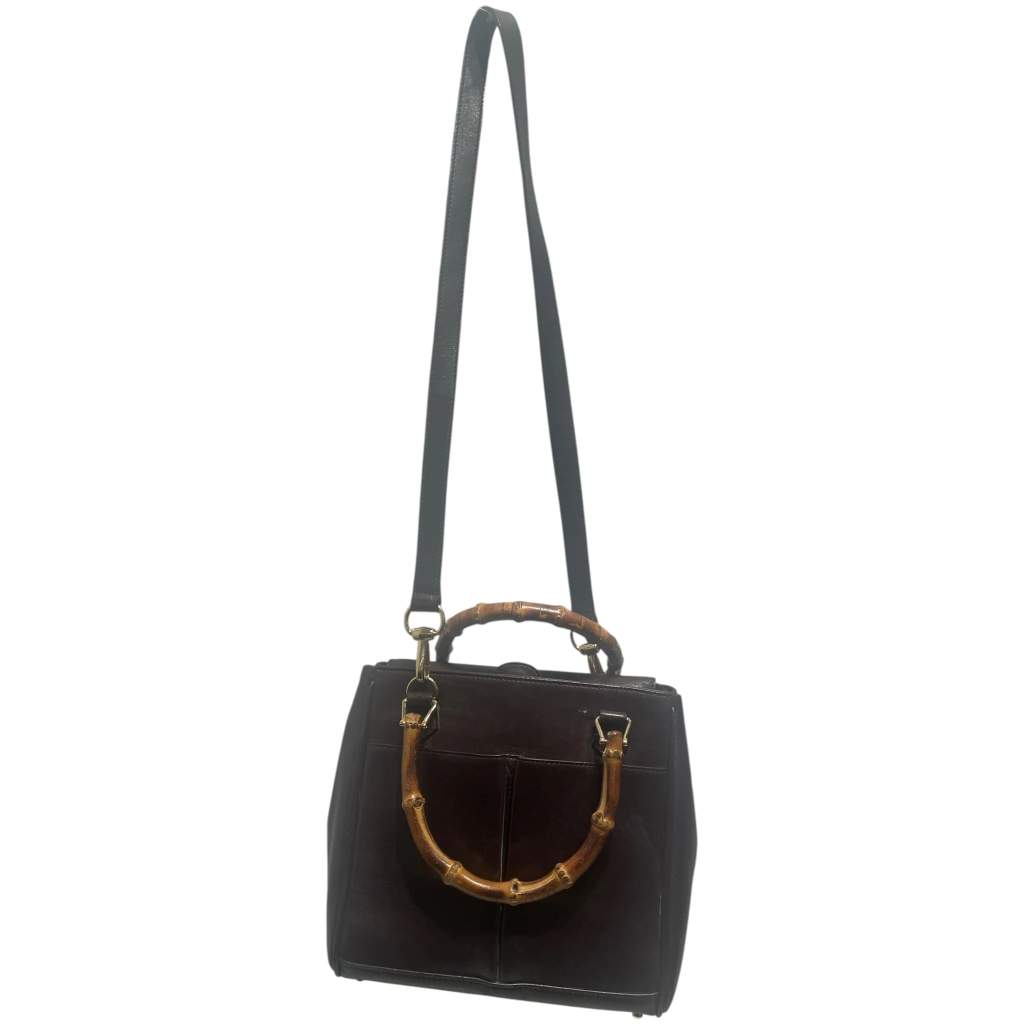 GUCCI/Tote Bag/Leather/BRW/Bamboo Handle Shopper Tote