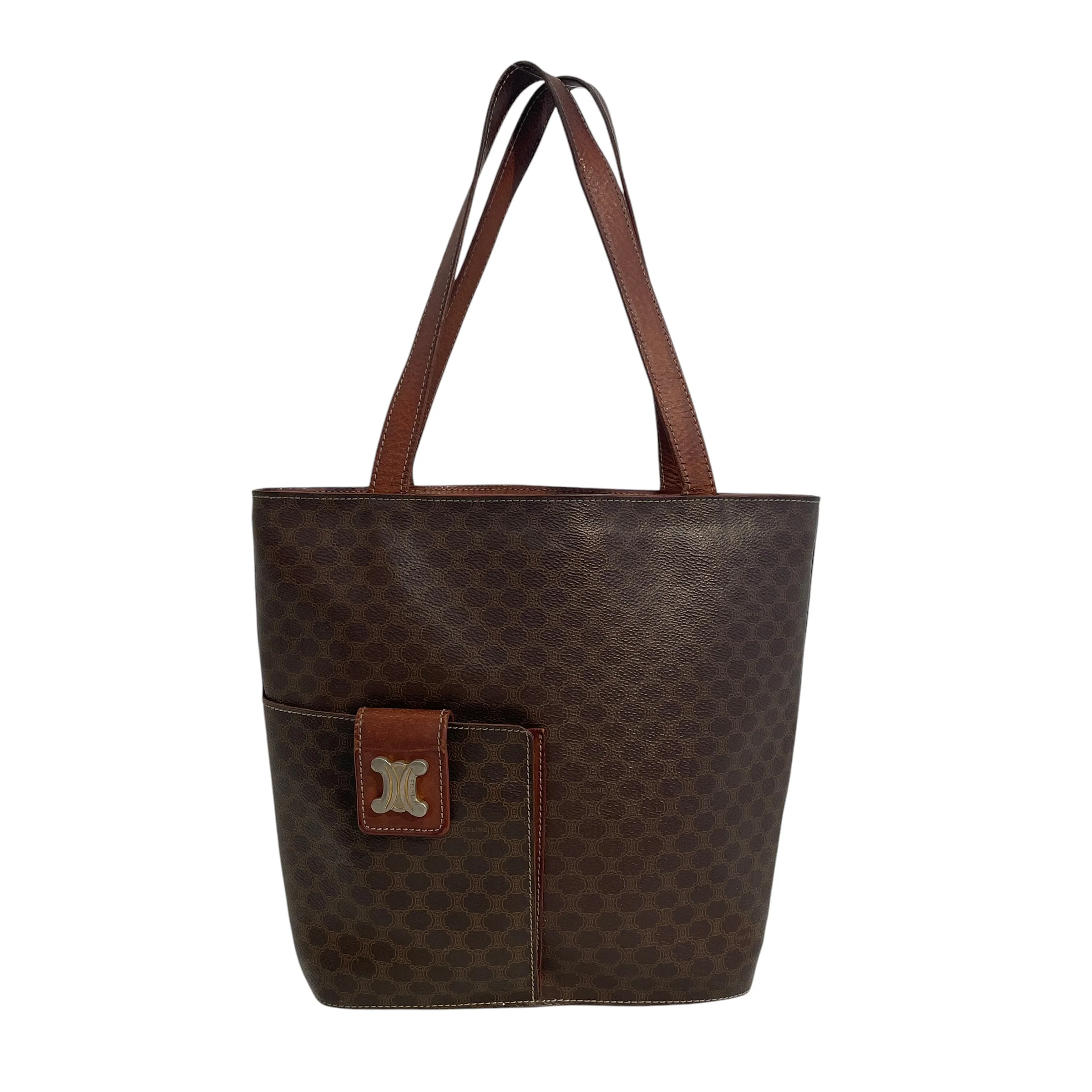 CELINE/Hand Bag/Monogram/Leather/BRW/Macadam Tote