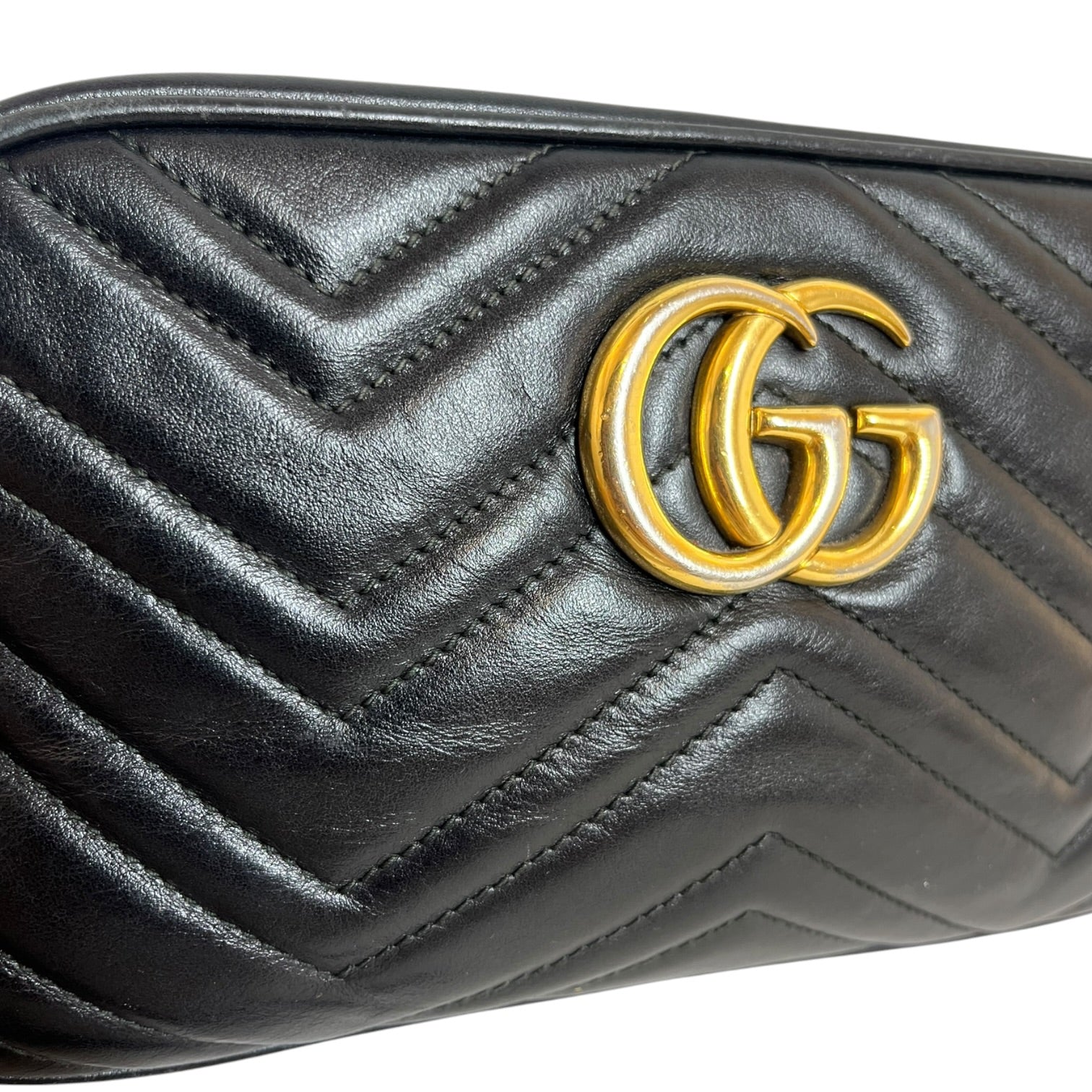 GUCCI/Cross Body Bag/Leather/BLK/Marmont Camera