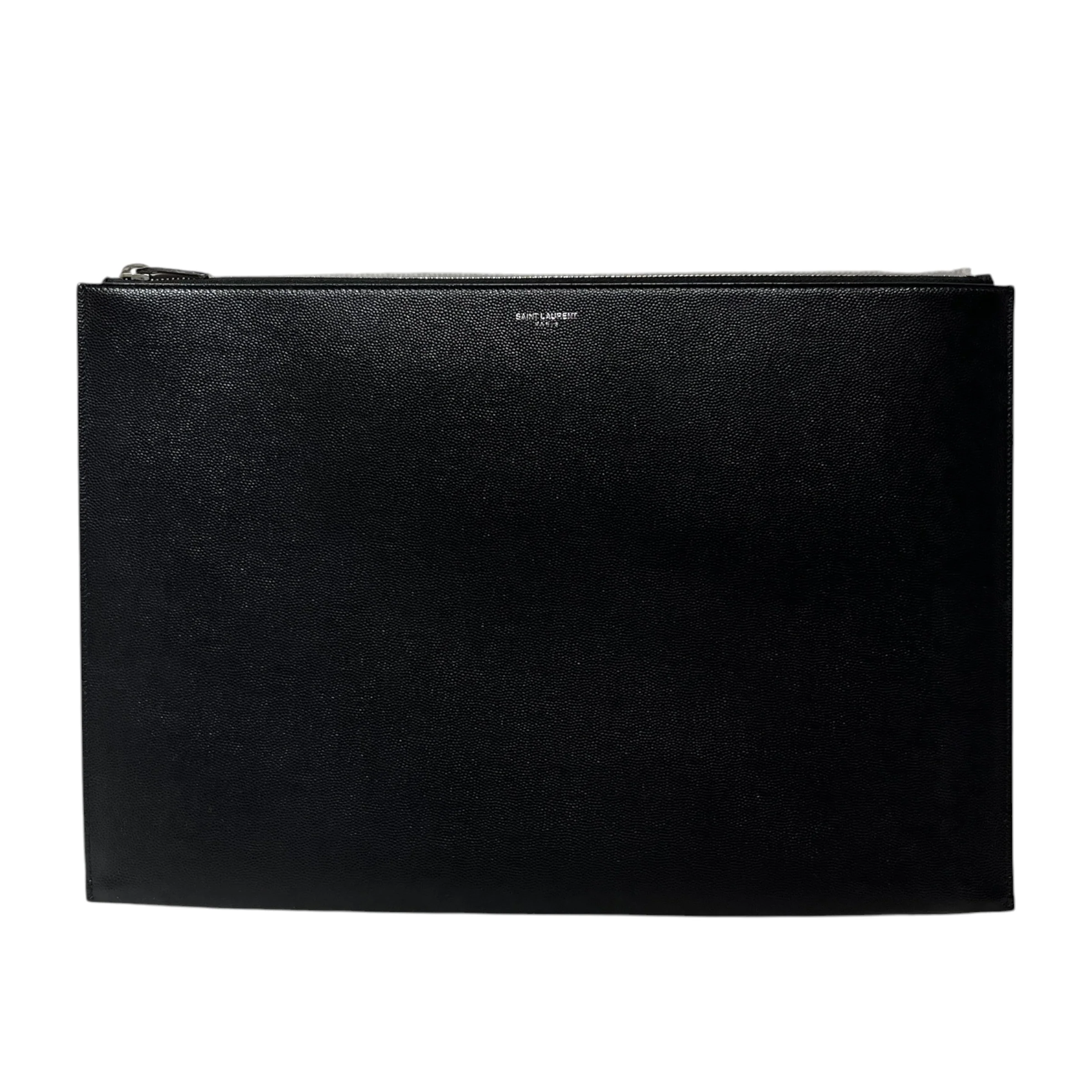 SAINT LAURENT/Pouch/Leather/BLK/Portfolio Zip