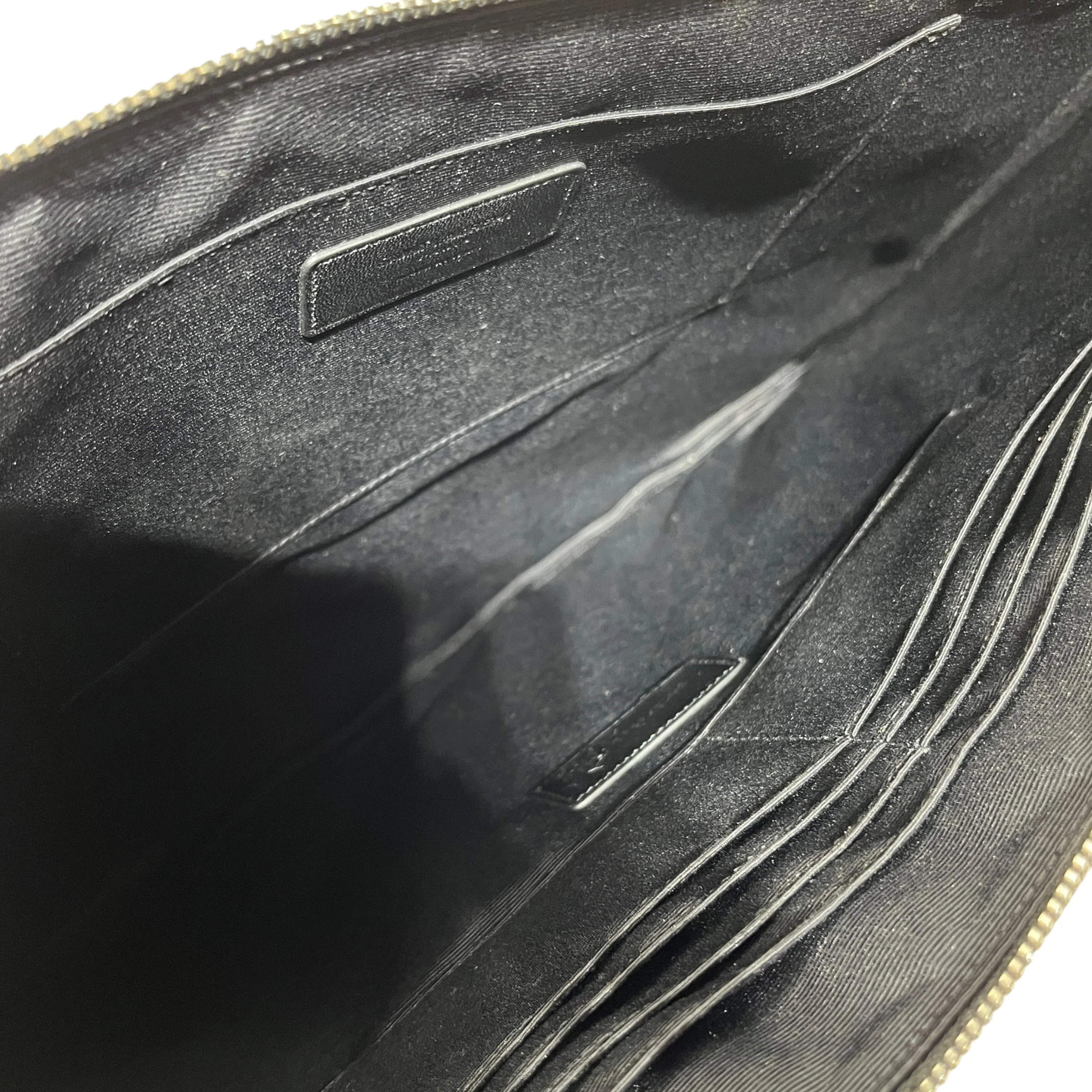 SAINT LAURENT/Pouch/Leather/BLK/Portfolio Zip