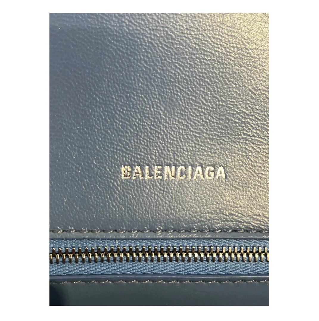 BALENCIAGA/Hand Bag/Monogram/Denim/IDG/HOURGLASS BLEACHED DENIM MINI