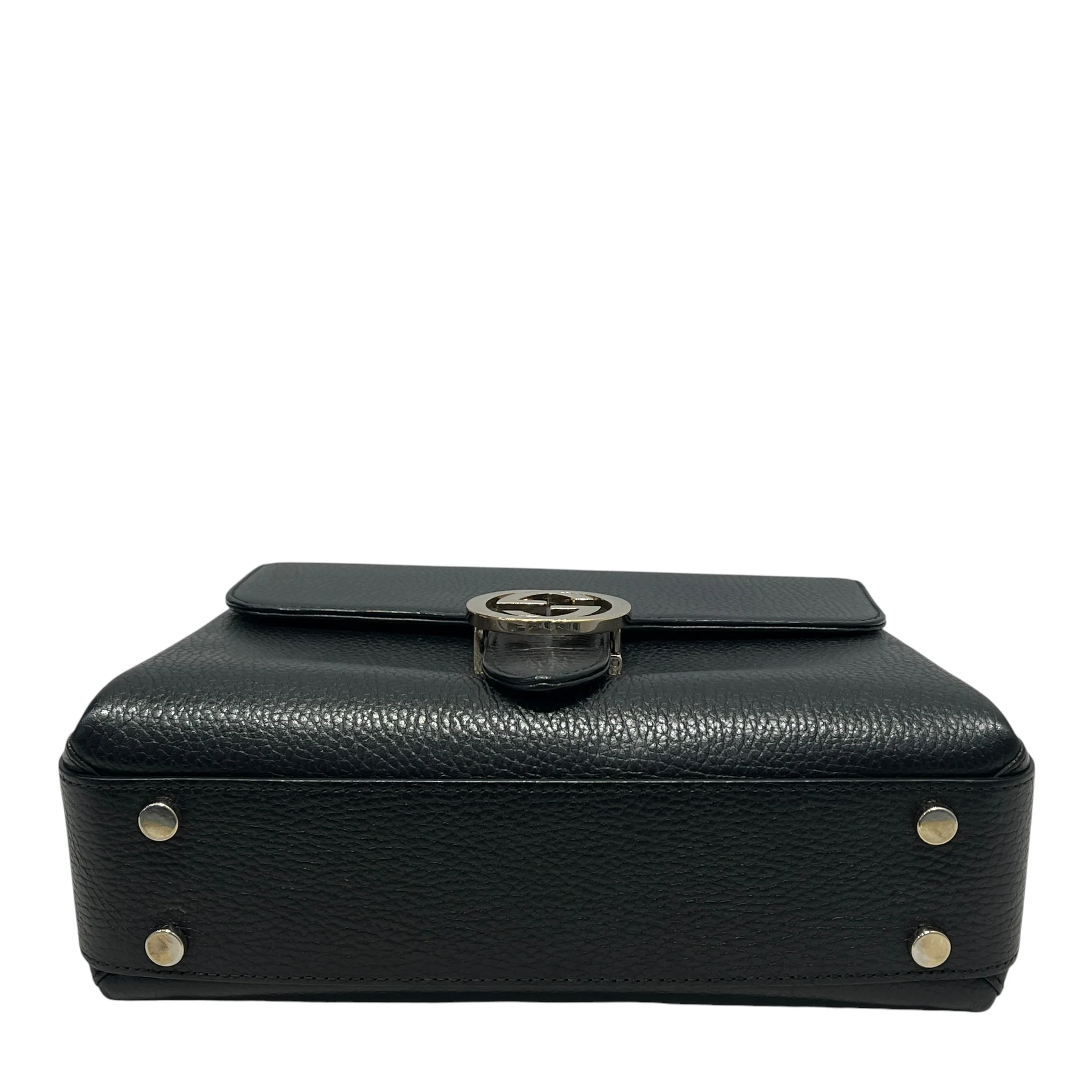 GUCCI/Hand Bag/Leather/BLK/INTERLOCKING GG