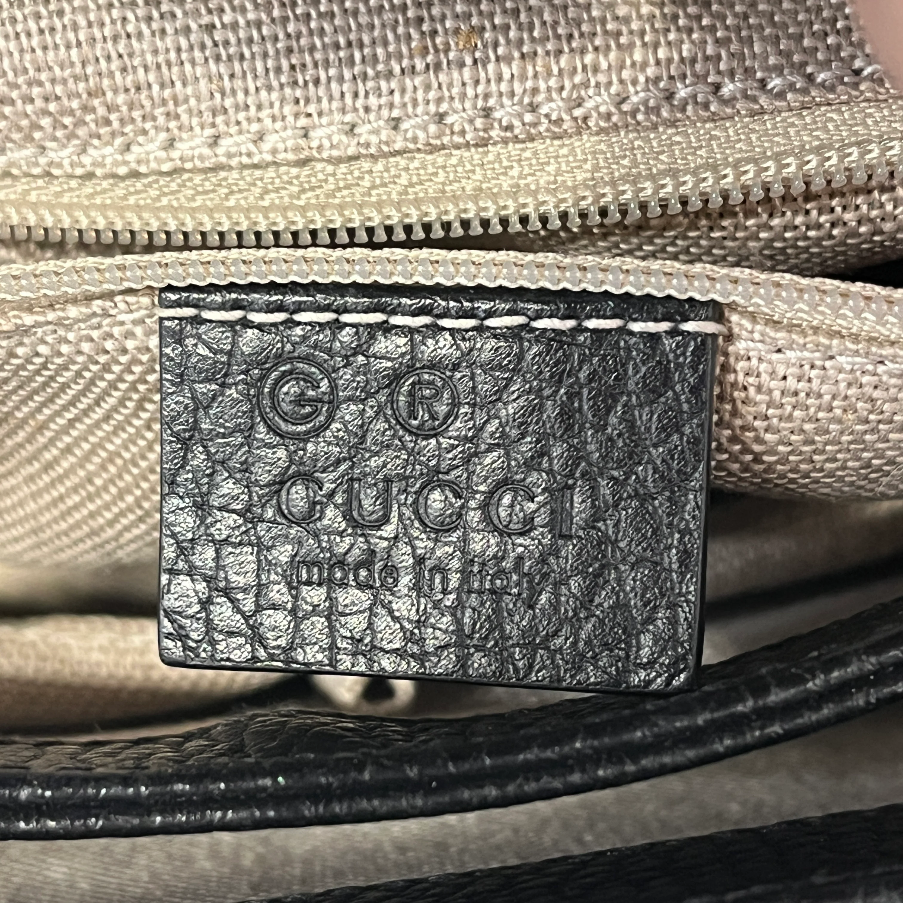 GUCCI/Hand Bag/Leather/BLK/INTERLOCKING GG