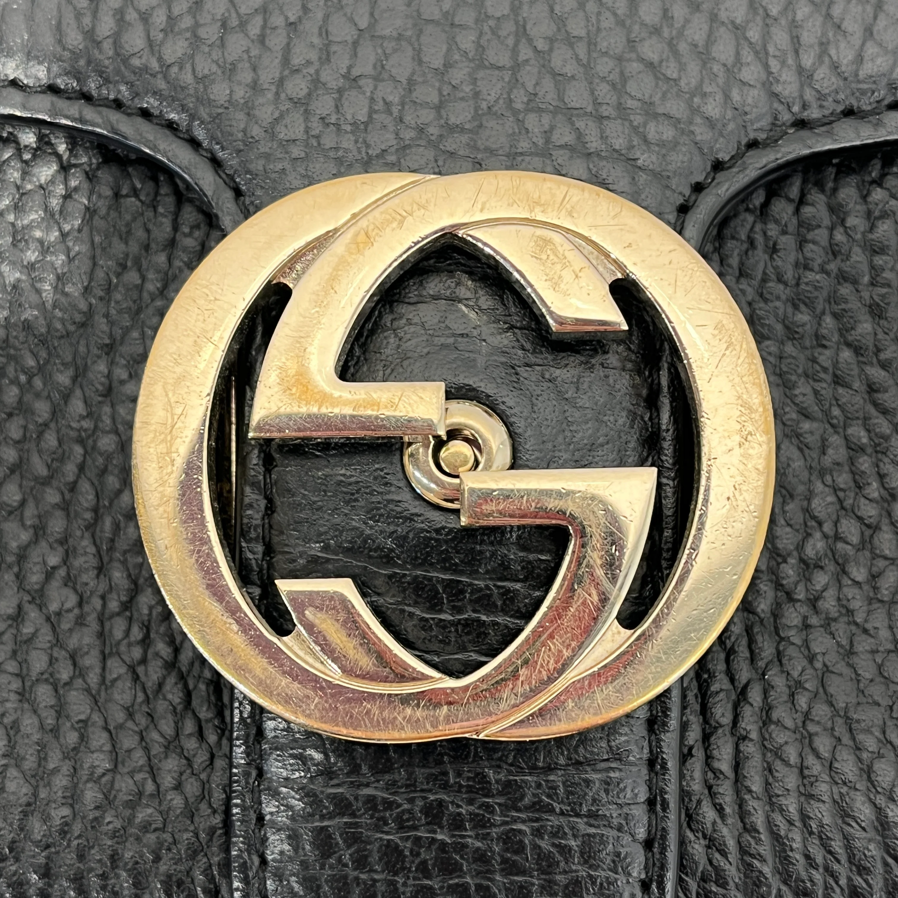 GUCCI/Hand Bag/Leather/BLK/INTERLOCKING GG