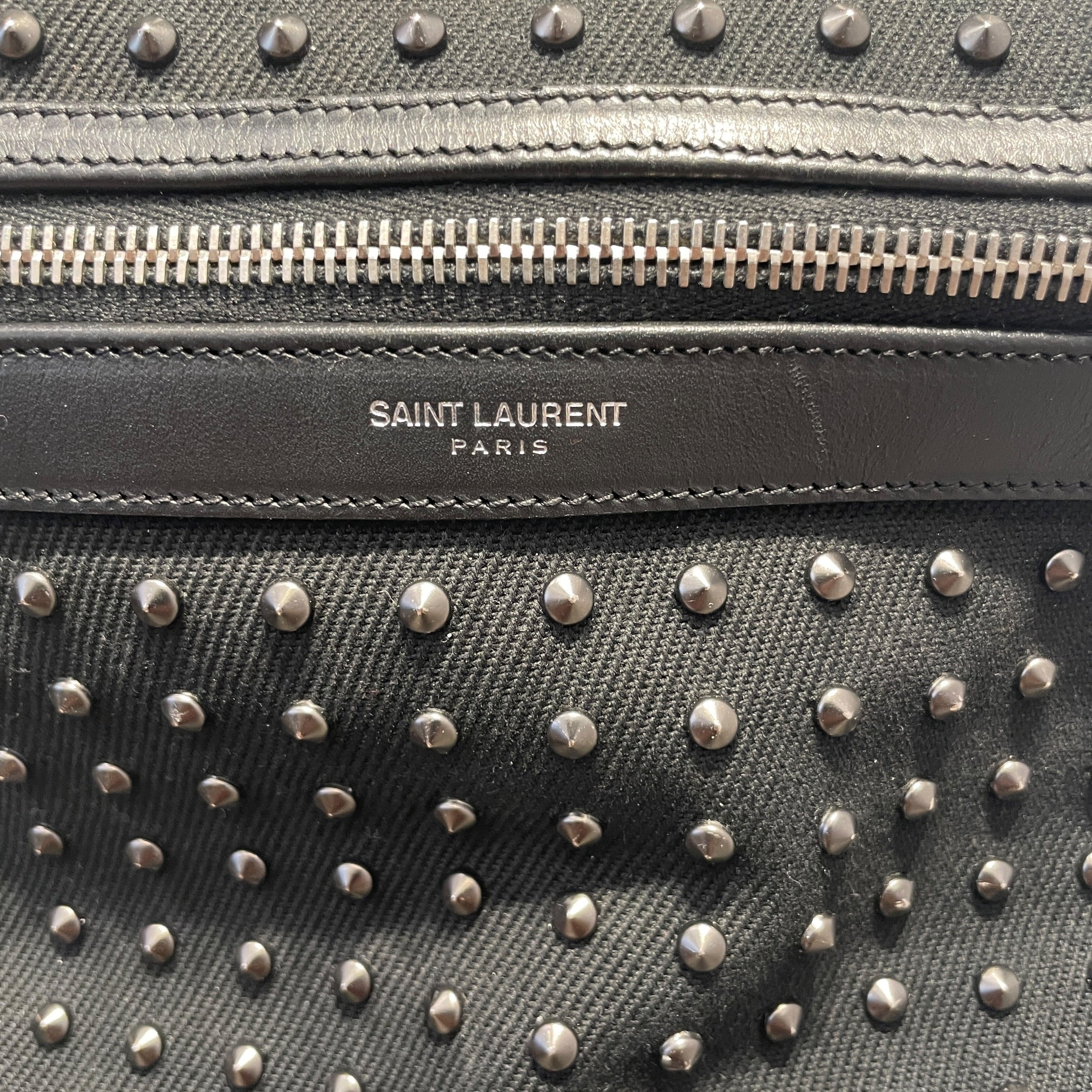 SAINT LAURENT/Backpack/Cotton/BLK/STUDDS