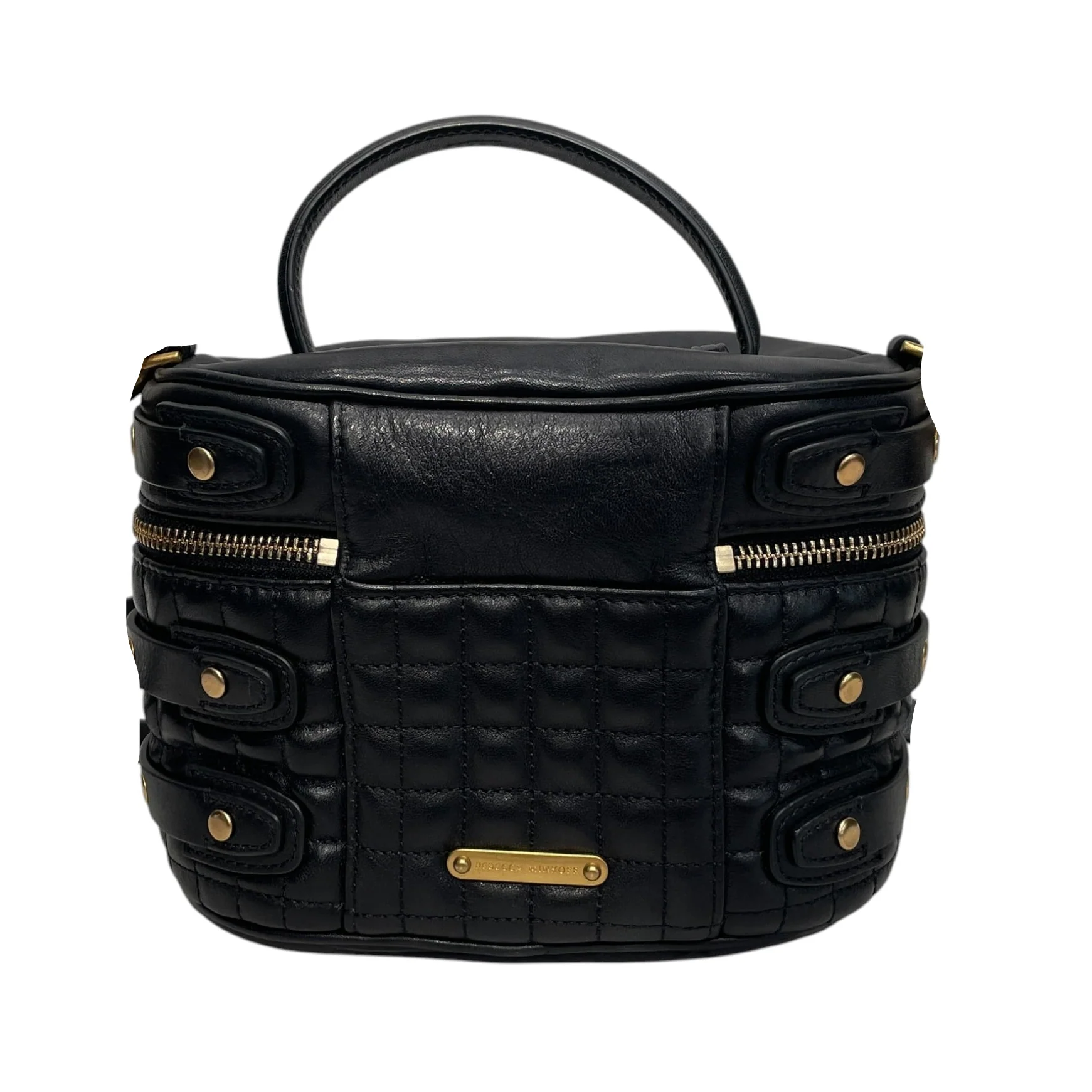 REBECCA MINKOFF/Basket Bag/Leather/BLK/GOLD BUCKLED BUCKET BAG