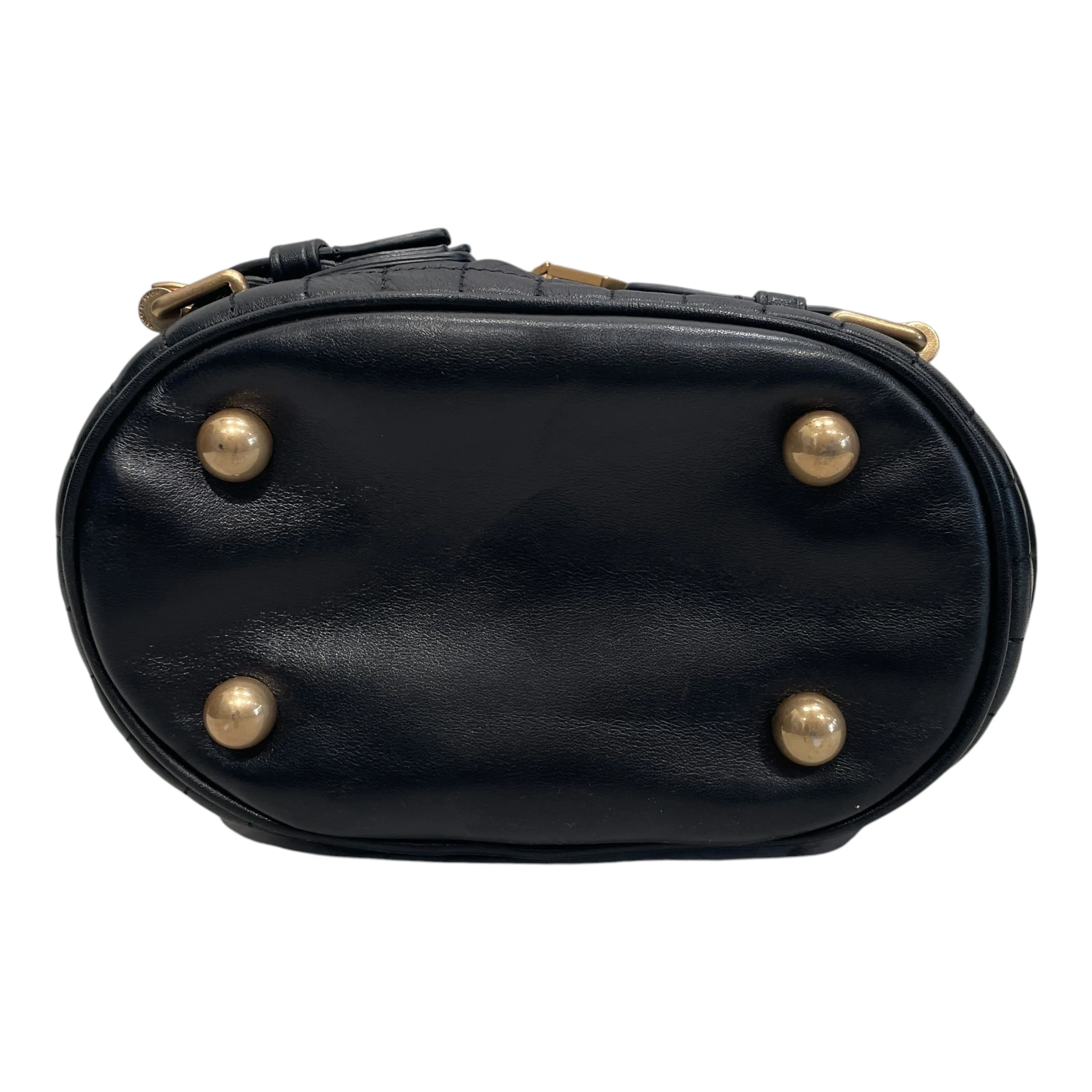 REBECCA MINKOFF/Basket Bag/Leather/BLK/GOLD BUCKLED BUCKET BAG