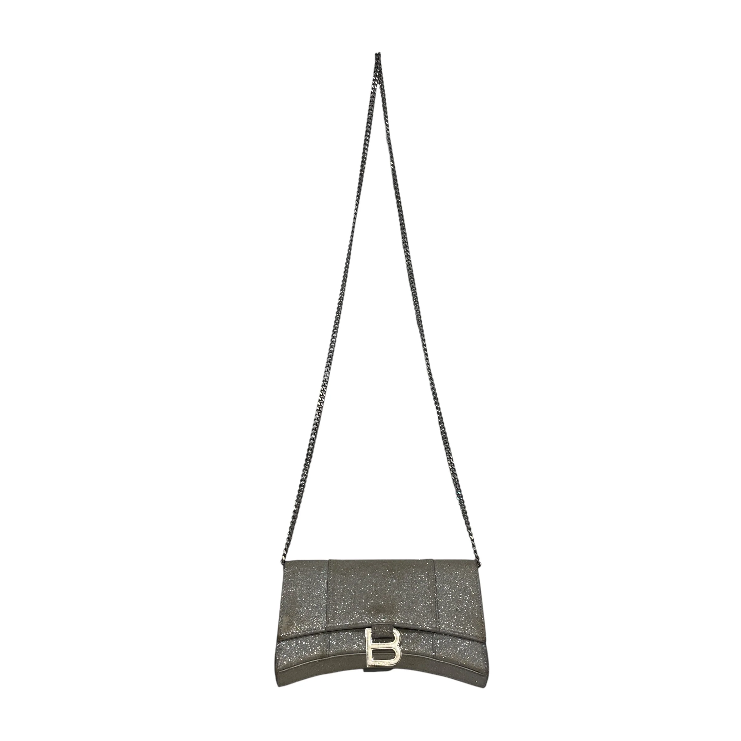 BALENCIAGA/Cross Body Bag/Glitter/SLV/Hourglass XS