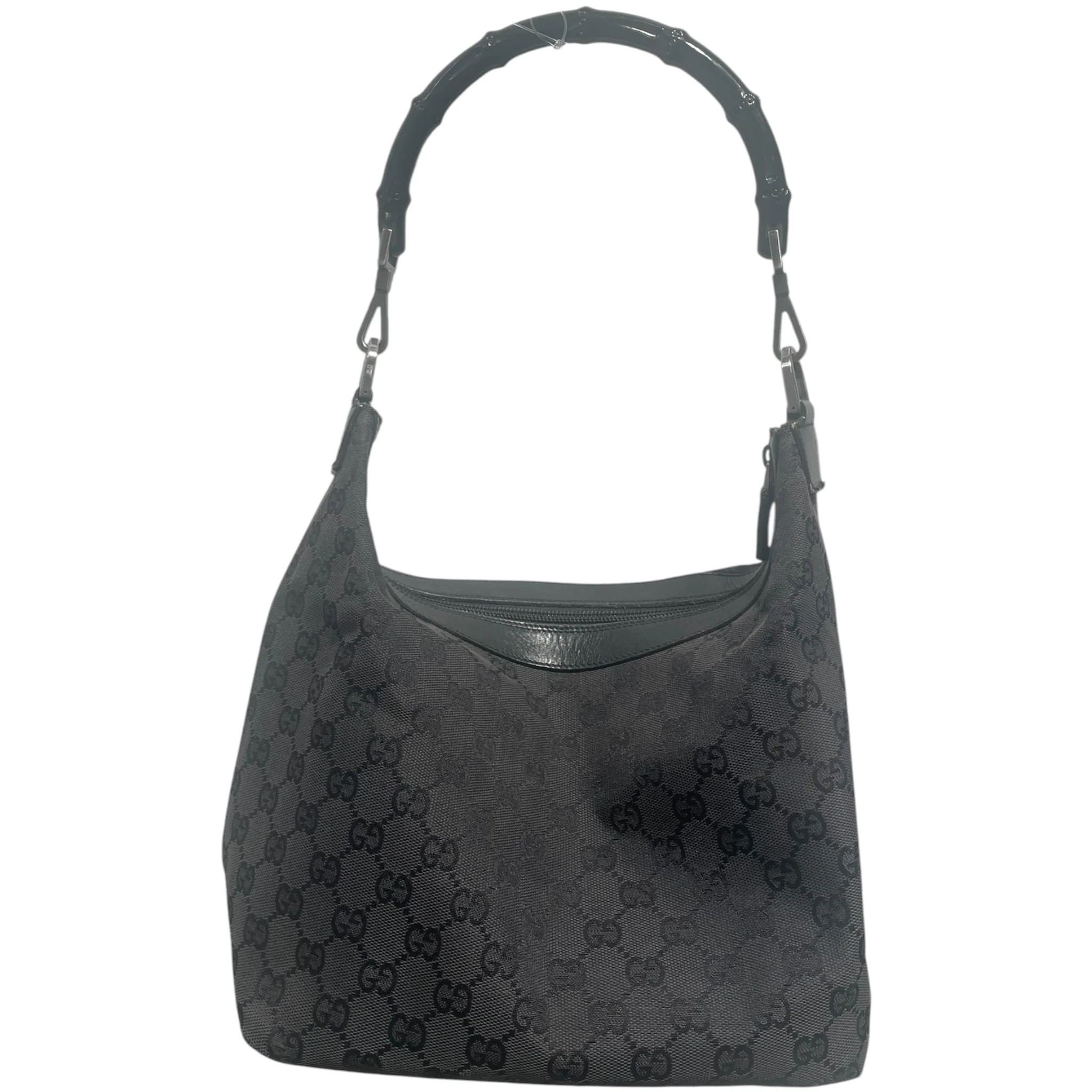 GUCCI/Hand Bag/Monogram/BLK/Bamboo Handle Monogram Hobo