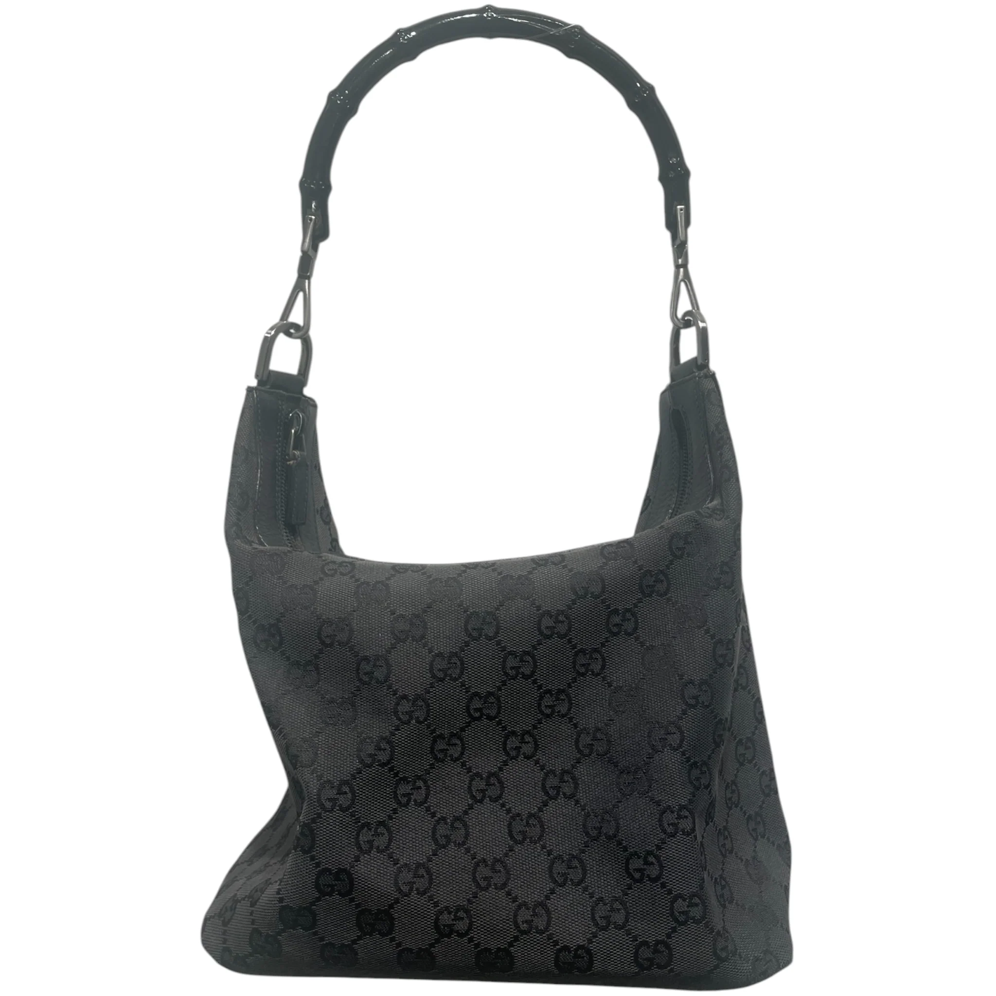 GUCCI/Hand Bag/Monogram/BLK/Bamboo Handle Monogram Hobo