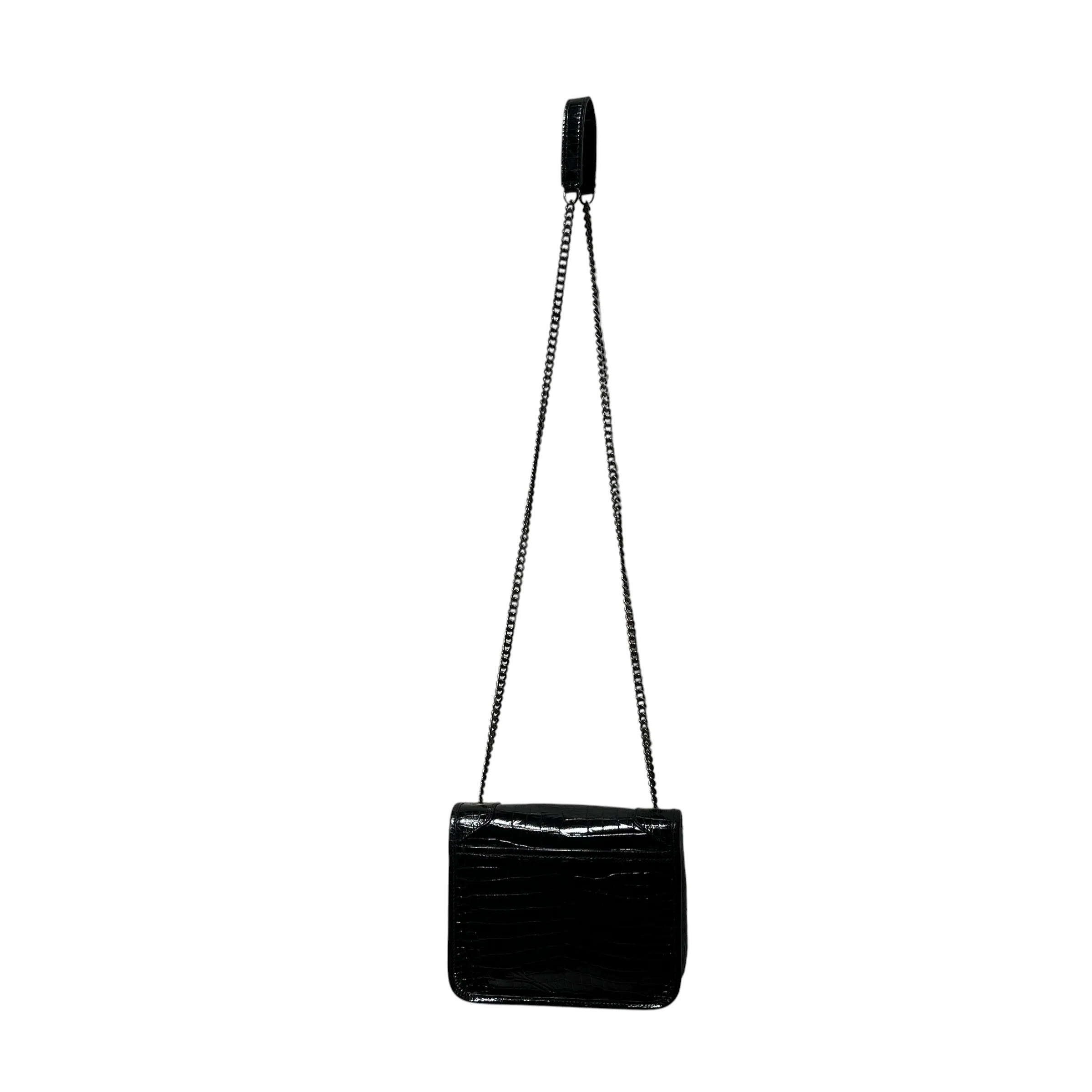 YVES SAINT LAURENT/Cross Body Bag/Animal Pattern/Leather/BLK/embossed croc Niki