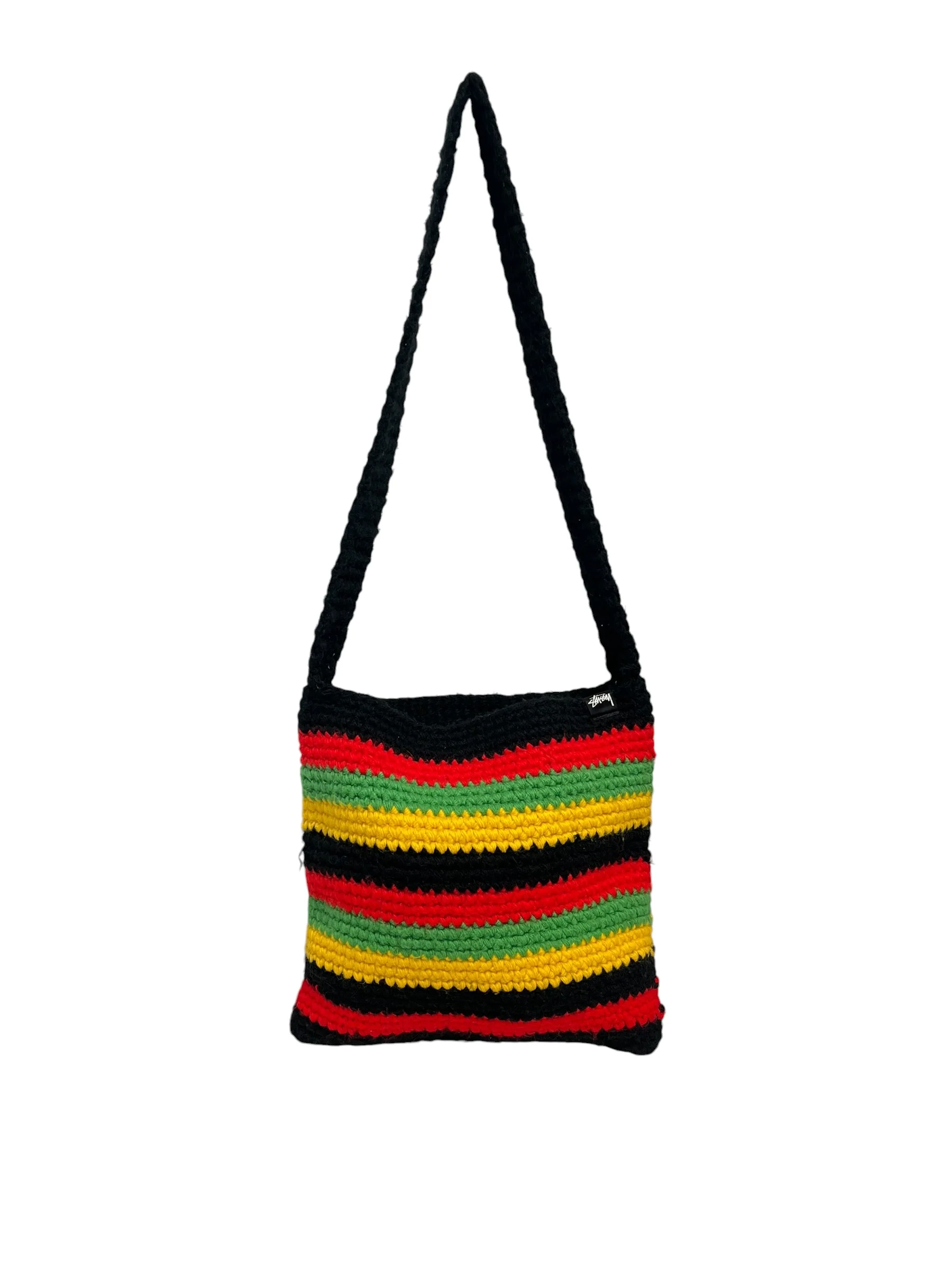 STUSSY/Bag/Stripe/Cotton/RED/KNIT TOTE BAG