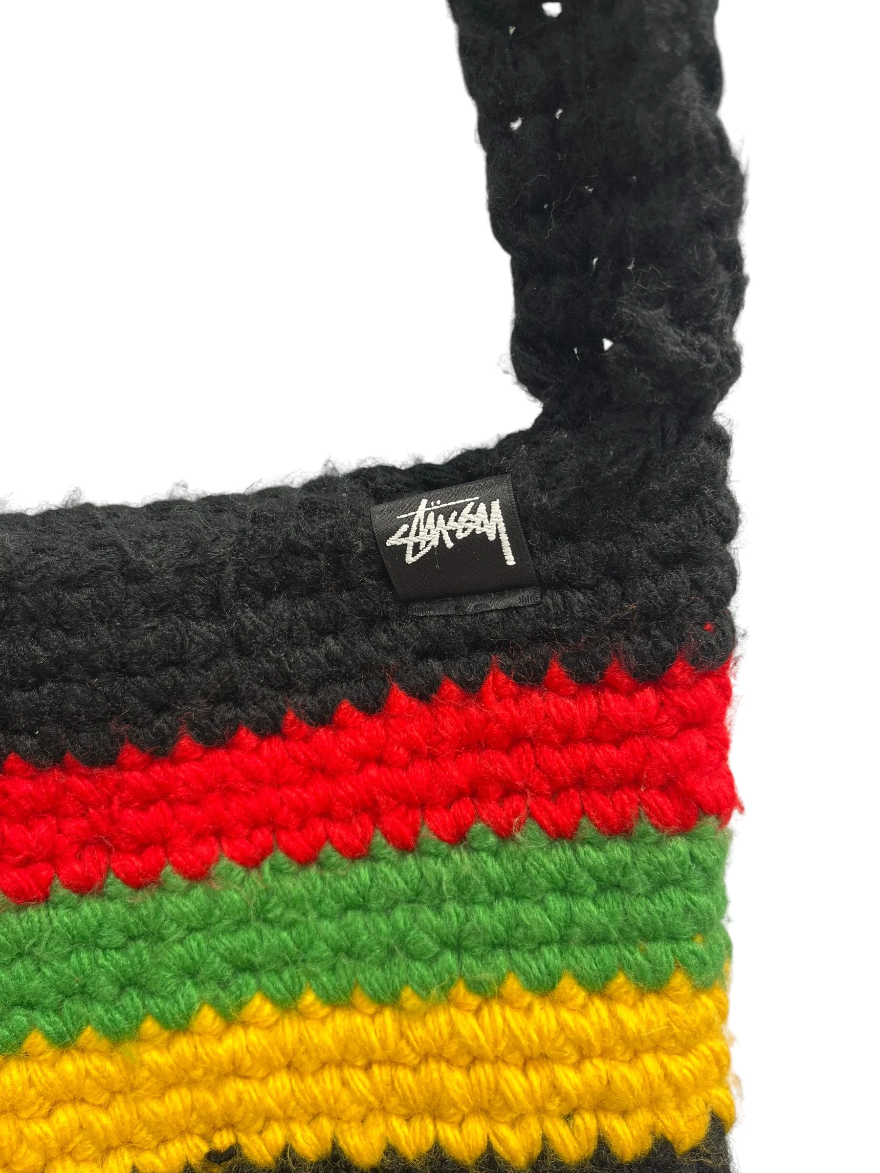 STUSSY/Bag/Stripe/Cotton/RED/KNIT TOTE BAG