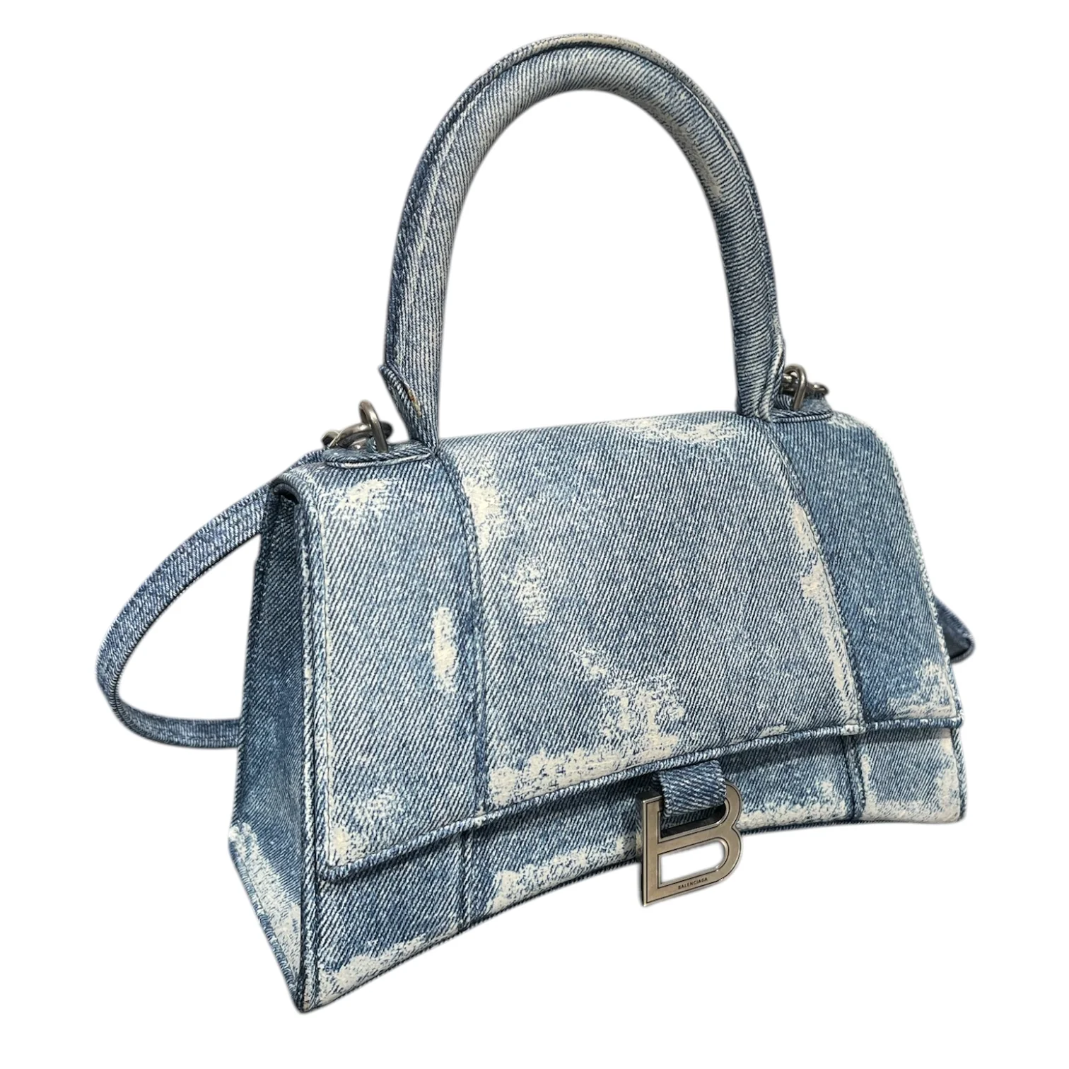 BALENCIAGA/Clutch Bag/Denim/BLU/HOURGLASS SMALL TOP BAG