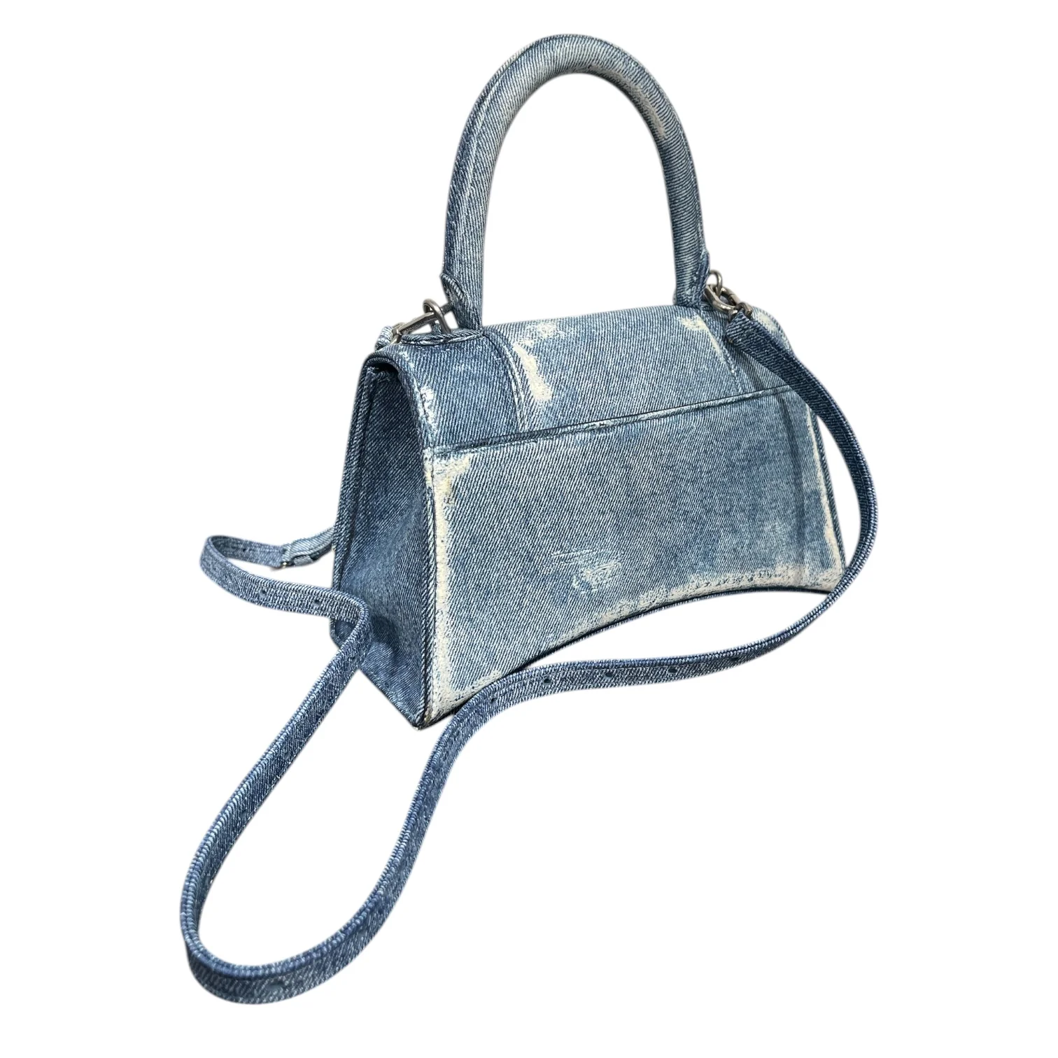 BALENCIAGA/Clutch Bag/Denim/BLU/HOURGLASS SMALL TOP BAG