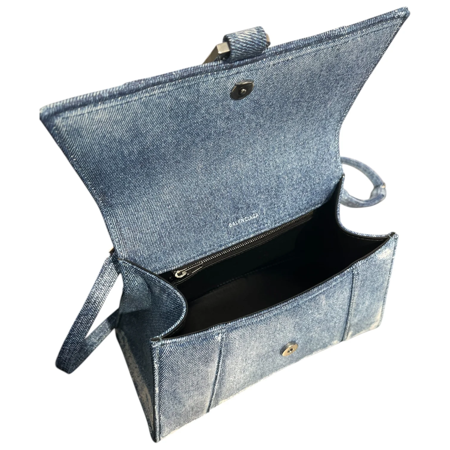 BALENCIAGA/Clutch Bag/Denim/BLU/HOURGLASS SMALL TOP BAG