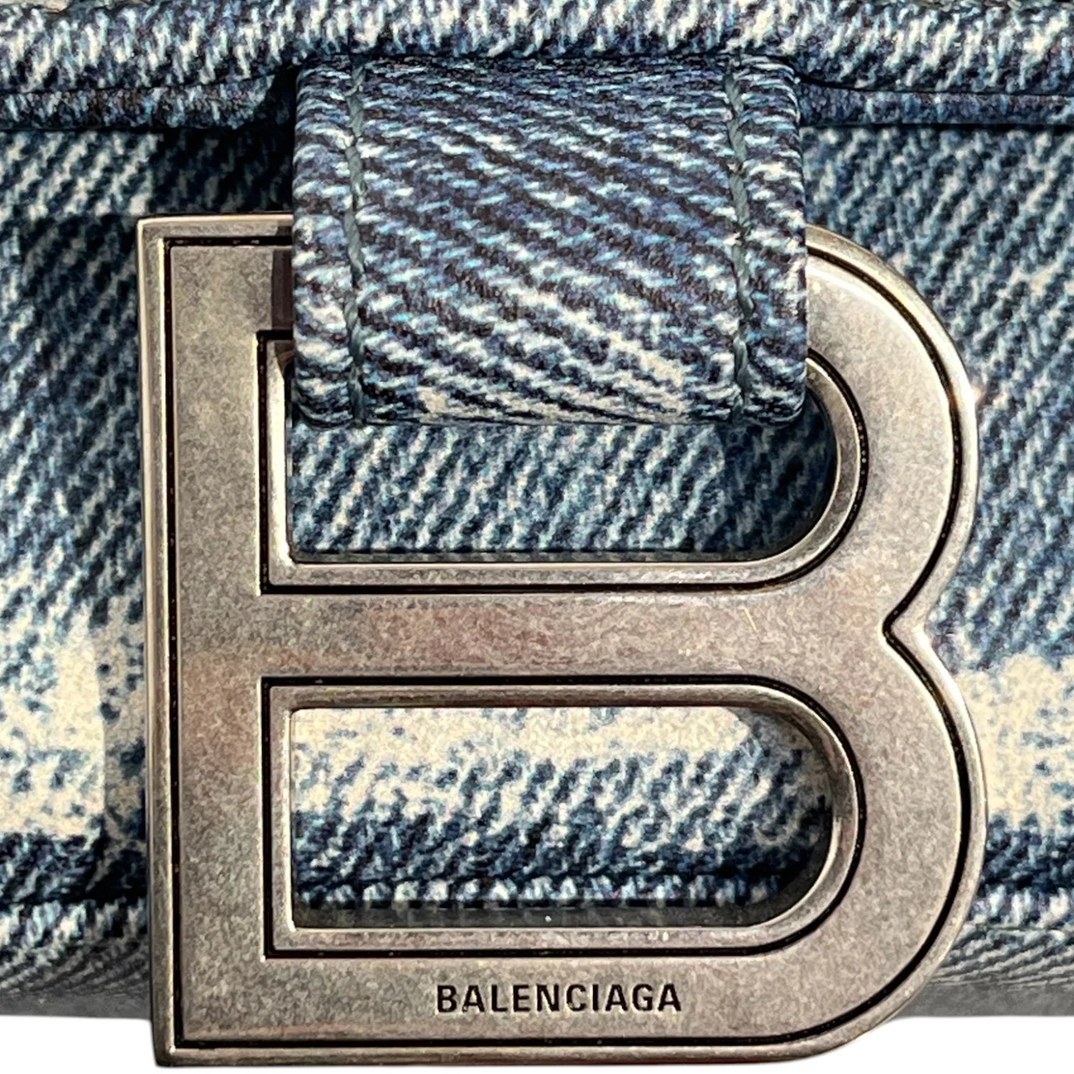 BALENCIAGA/Clutch Bag/Denim/BLU/HOURGLASS SMALL TOP BAG