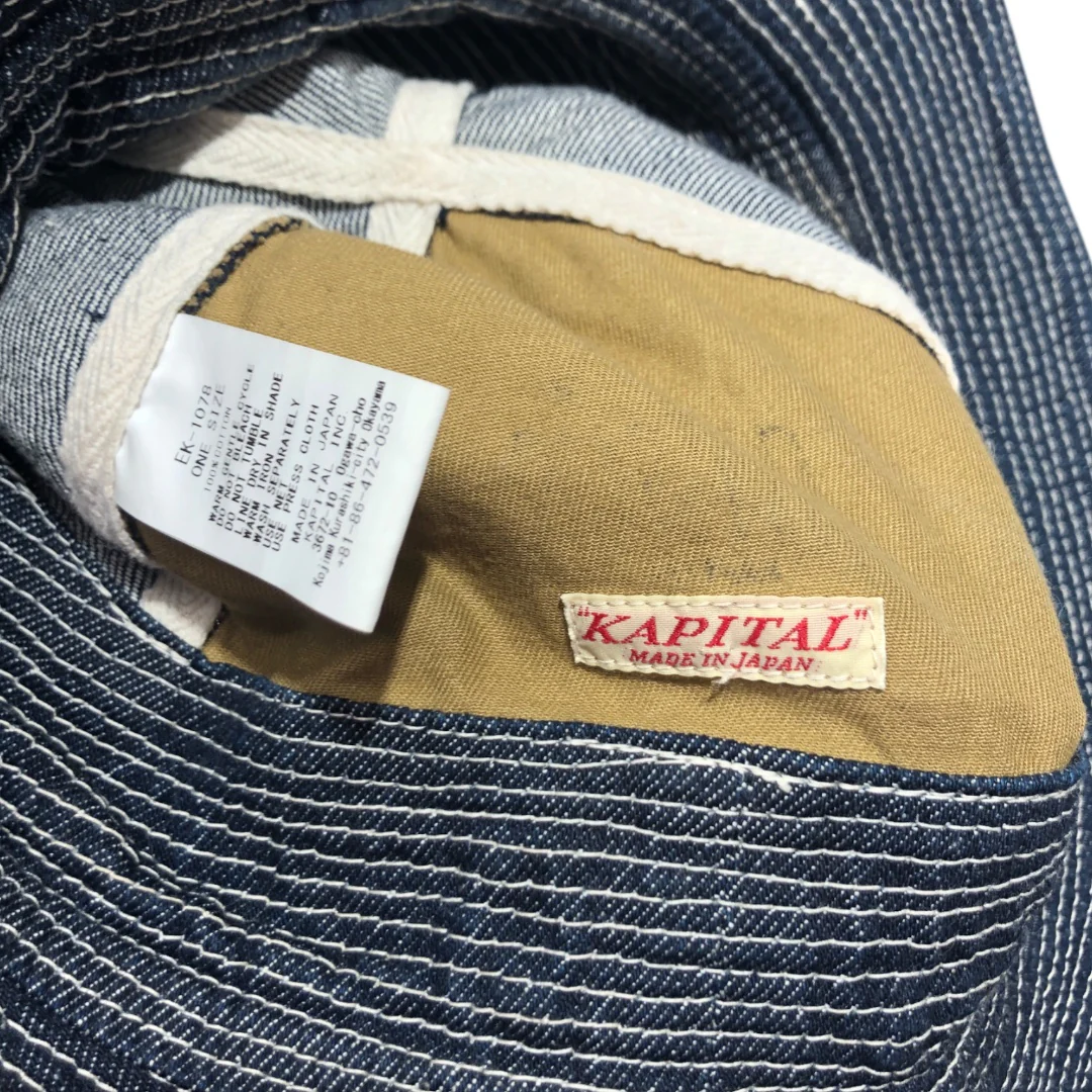 KAPITAL/Bucket Hat/OS/Stripe/Cotton/NVY/Bucket Hat w buckle