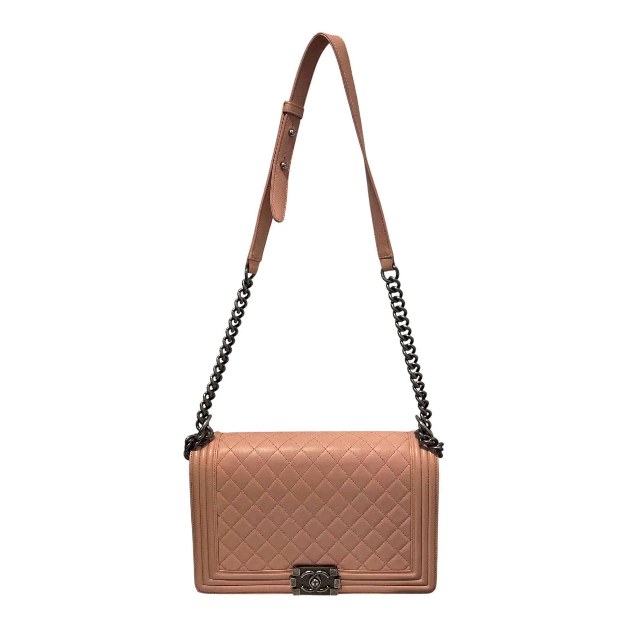 CHANEL/Bag/Leather/PNK/QUILTED CALFSKIN BOY BAG