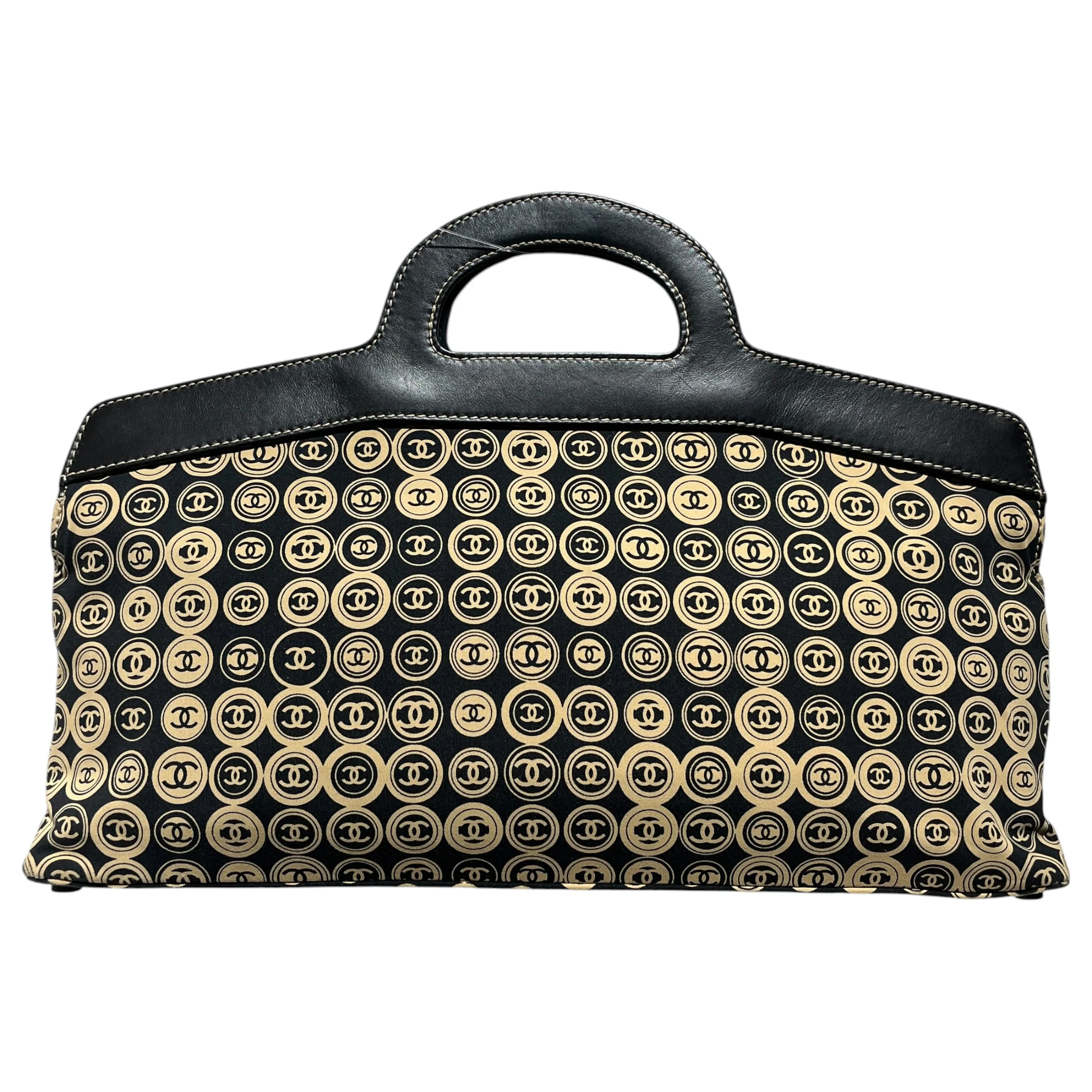 CHANEL/Hand Bag/All Over Print/BLK/Circle Logo Mark 2003 Framed