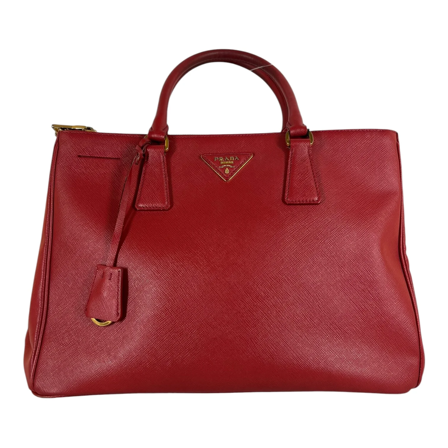 PRADA/Hand Bag/Leather/RED/DOUBLE ZIP GALLERIA