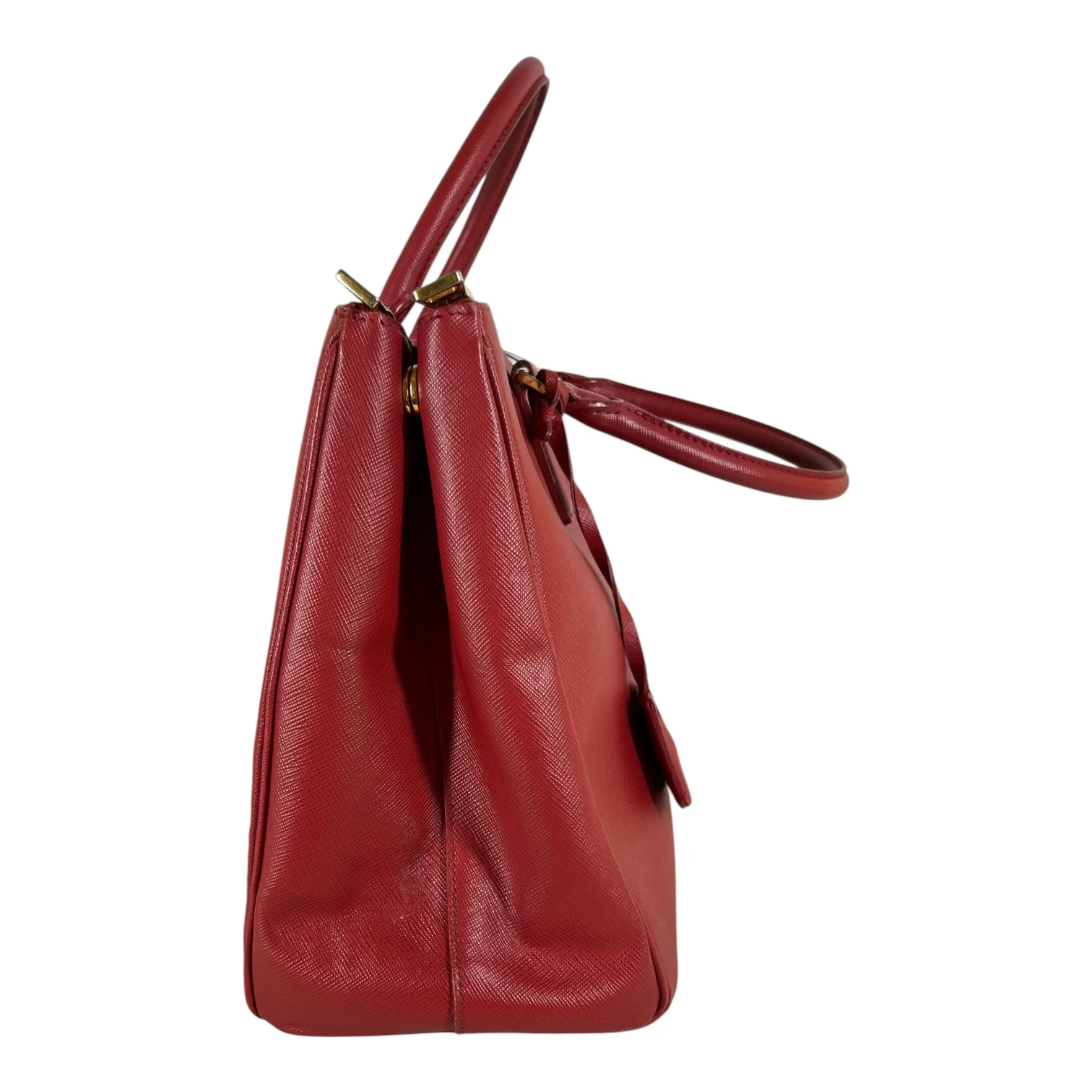 PRADA/Hand Bag/Leather/RED/DOUBLE ZIP GALLERIA