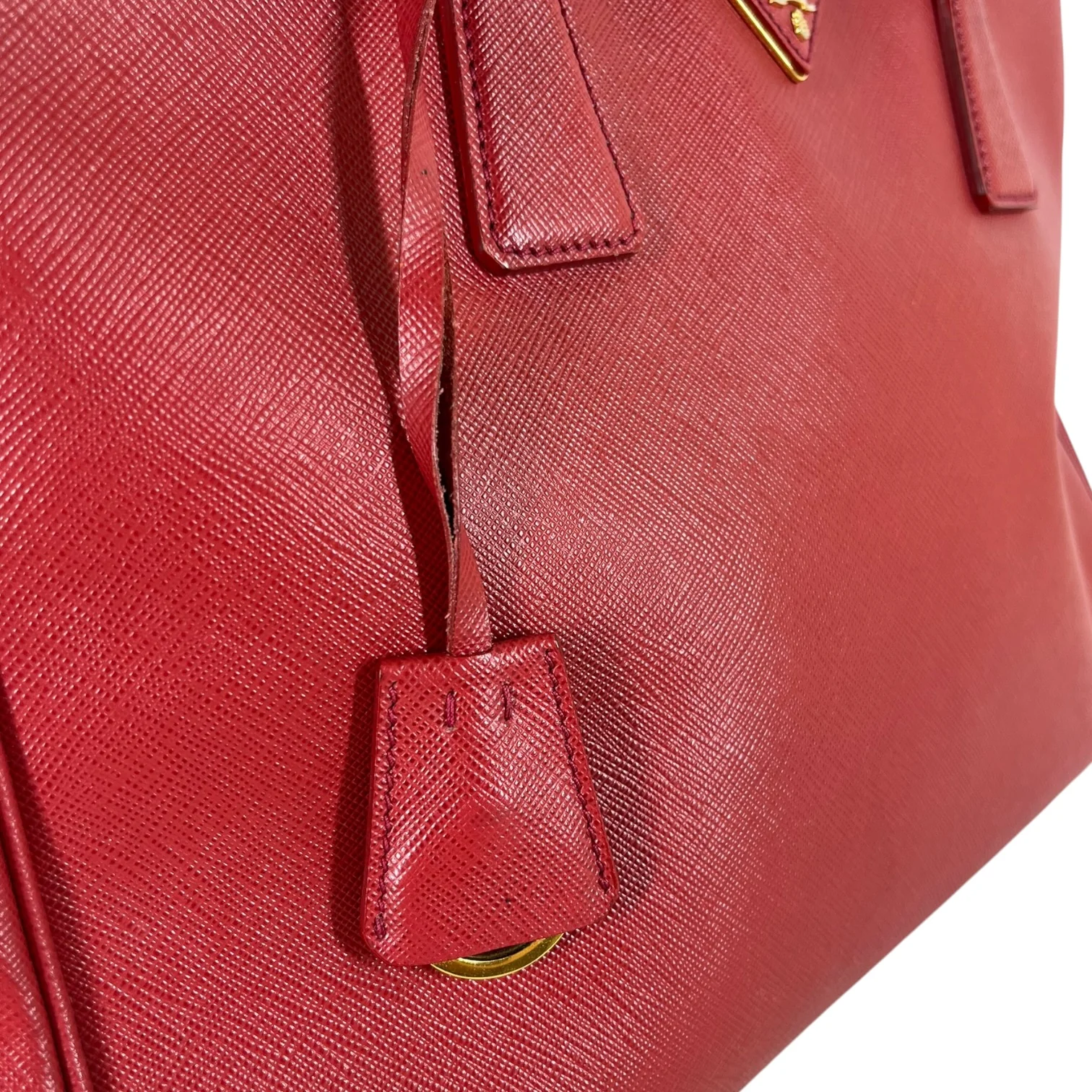 PRADA/Hand Bag/Leather/RED/DOUBLE ZIP GALLERIA