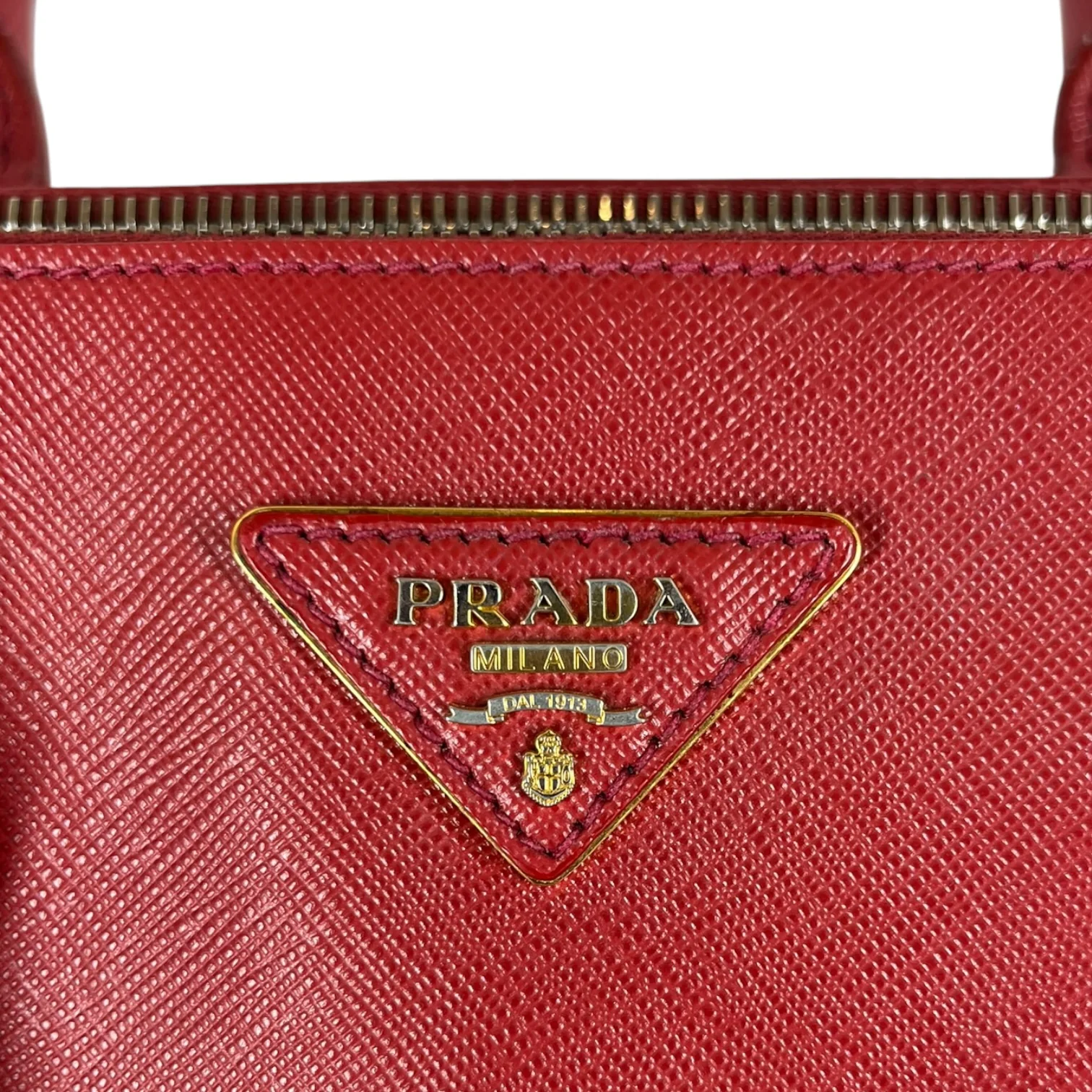 PRADA/Hand Bag/Leather/RED/DOUBLE ZIP GALLERIA