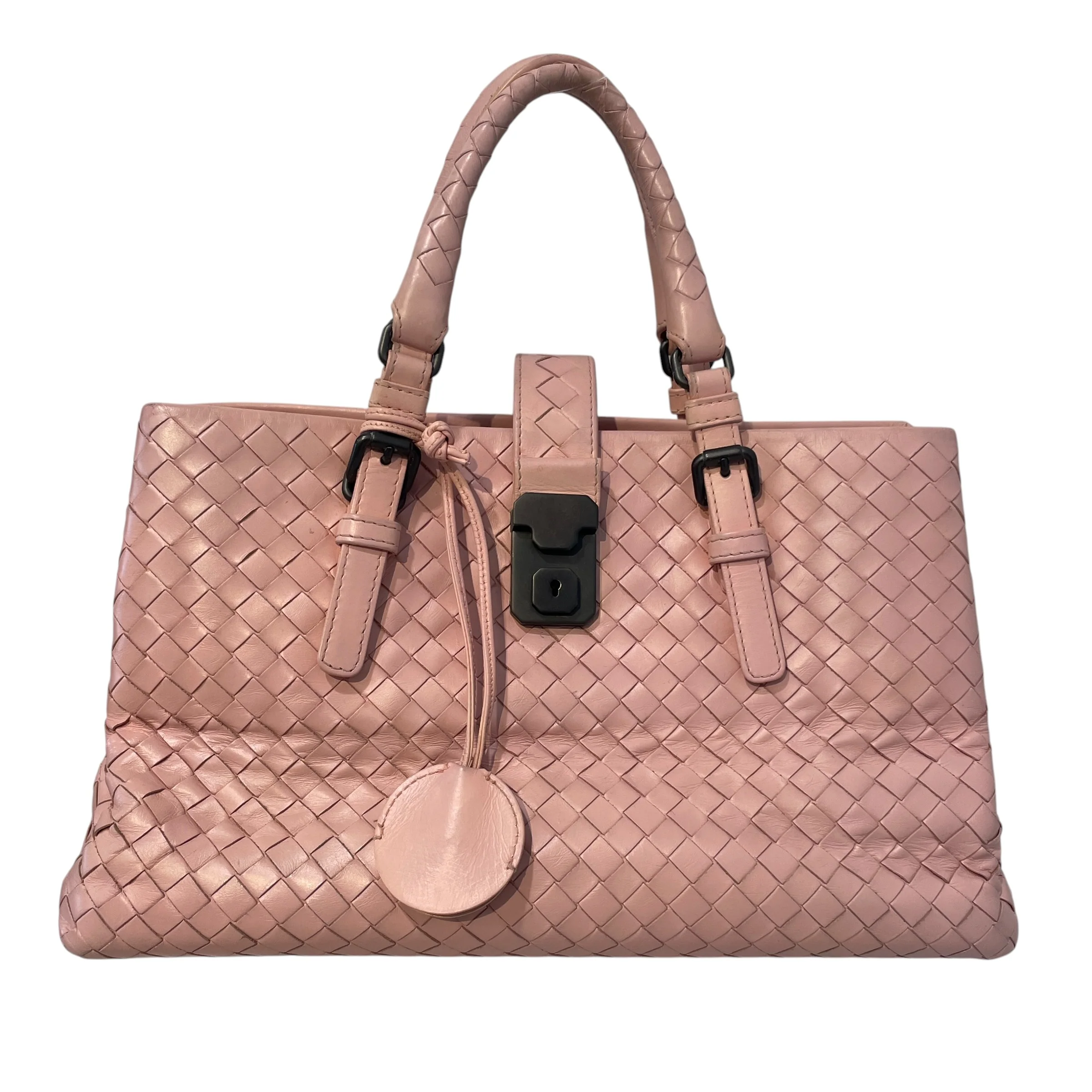 BOTTEGA VENETA/Hand Bag/Leather/PNK/Small Roma Intreciatto Bag