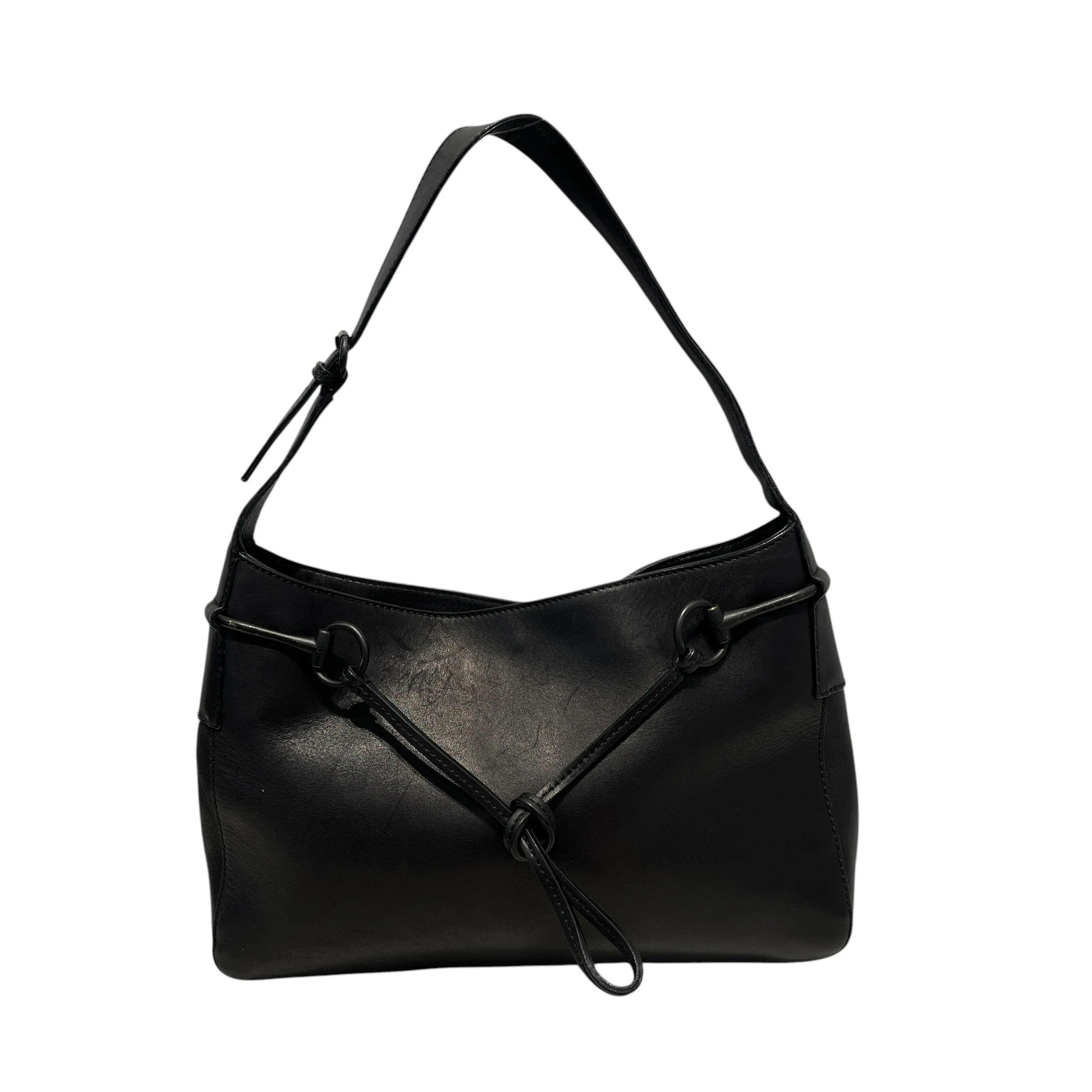 GUCCI/Hand Bag/Leather/BLK/VINTAGE HORSEBIT HOBO