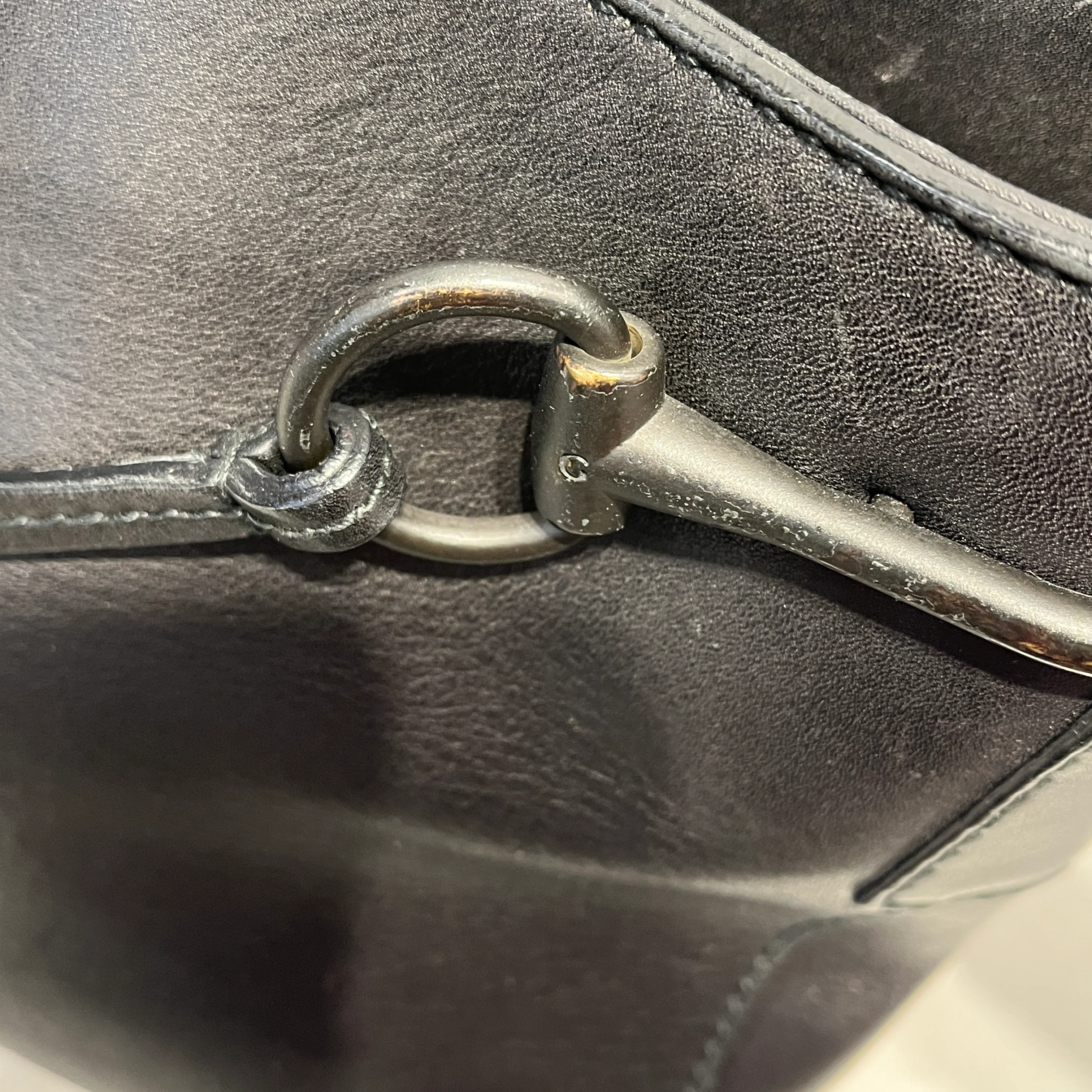 GUCCI/Hand Bag/Leather/BLK/VINTAGE HORSEBIT HOBO