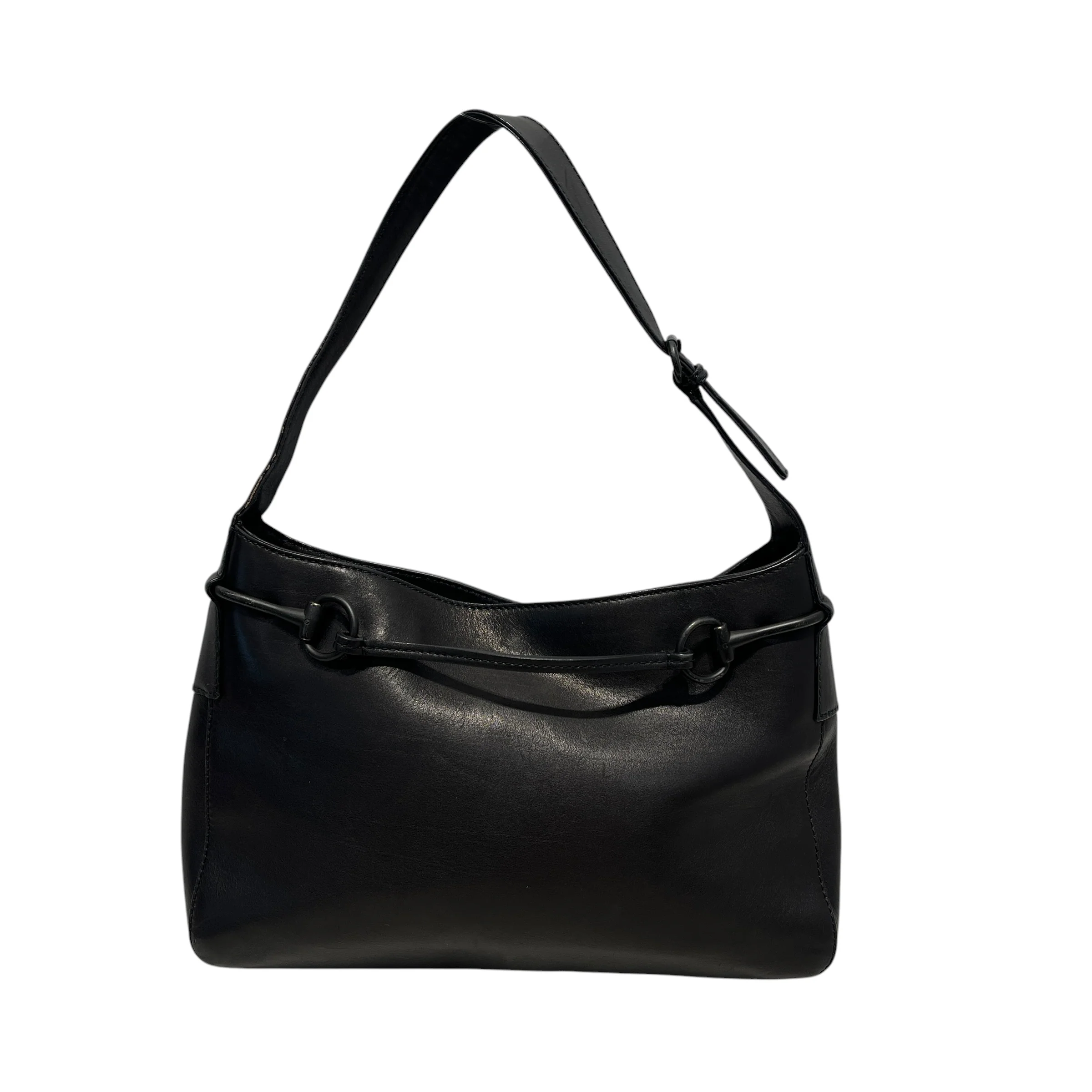 GUCCI/Hand Bag/Leather/BLK/VINTAGE HORSEBIT HOBO