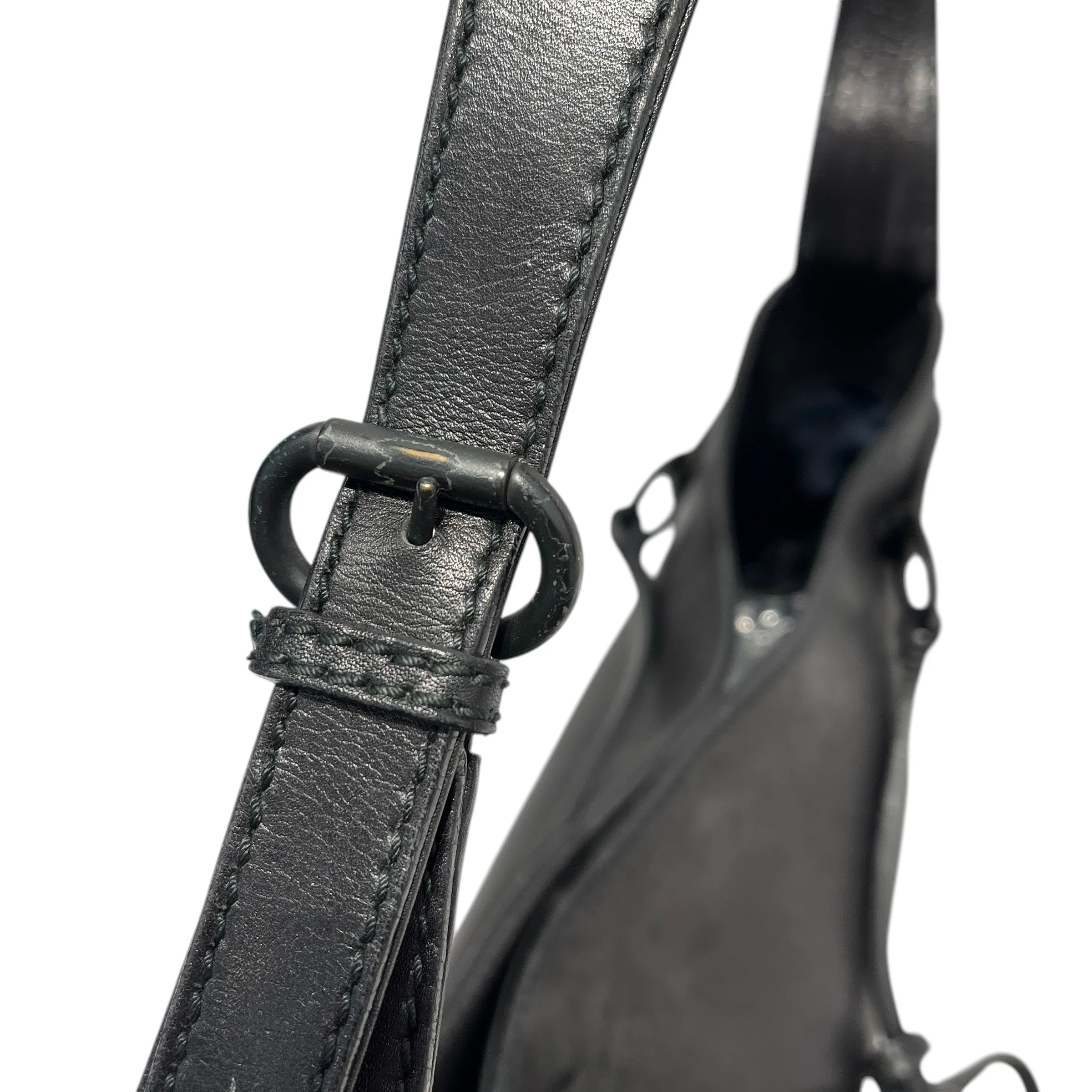 GUCCI/Hand Bag/Leather/BLK/VINTAGE HORSEBIT HOBO