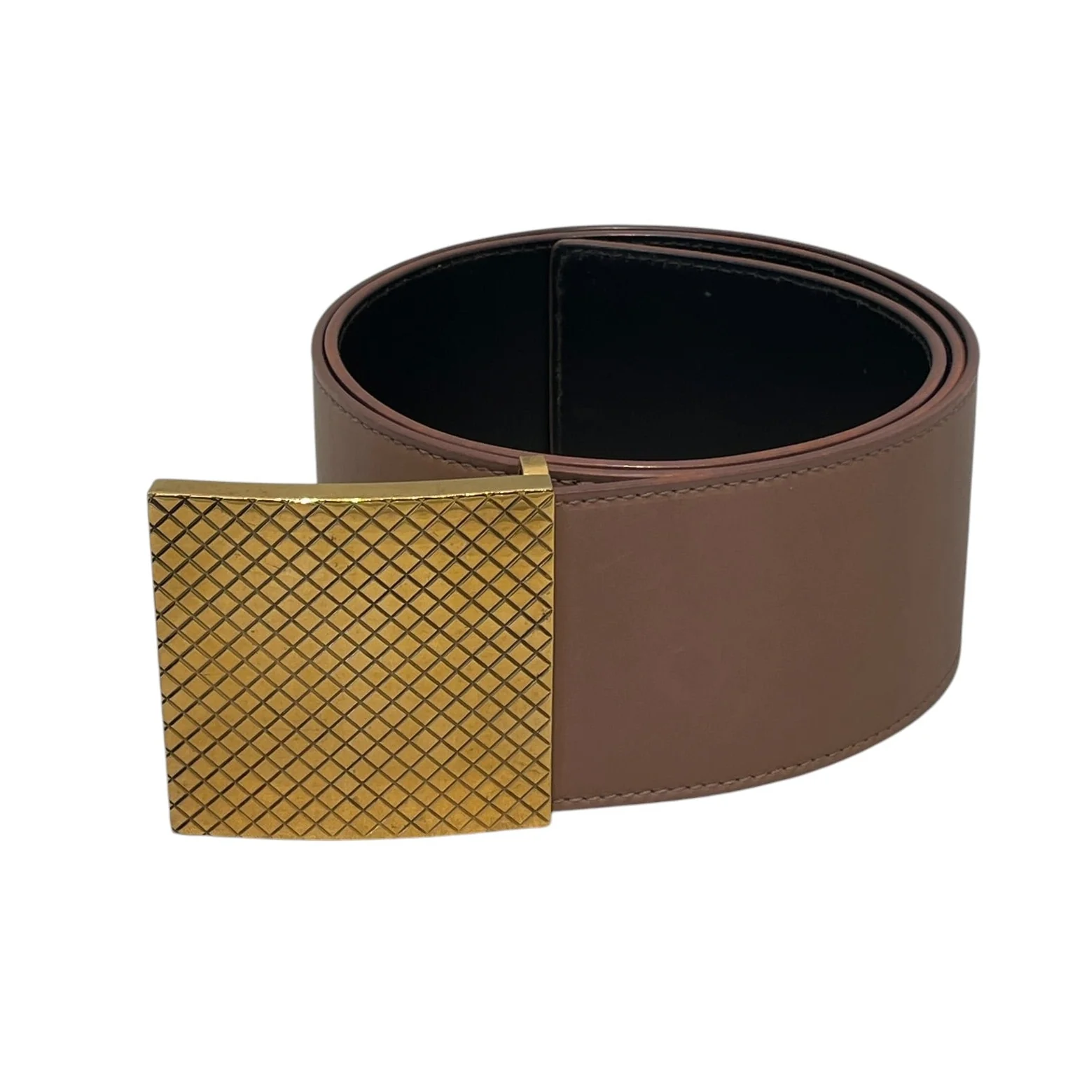 BOTTEGA VENETA/Belt/Leather/BEG/SQUARE GOLD BELT BUCKLE