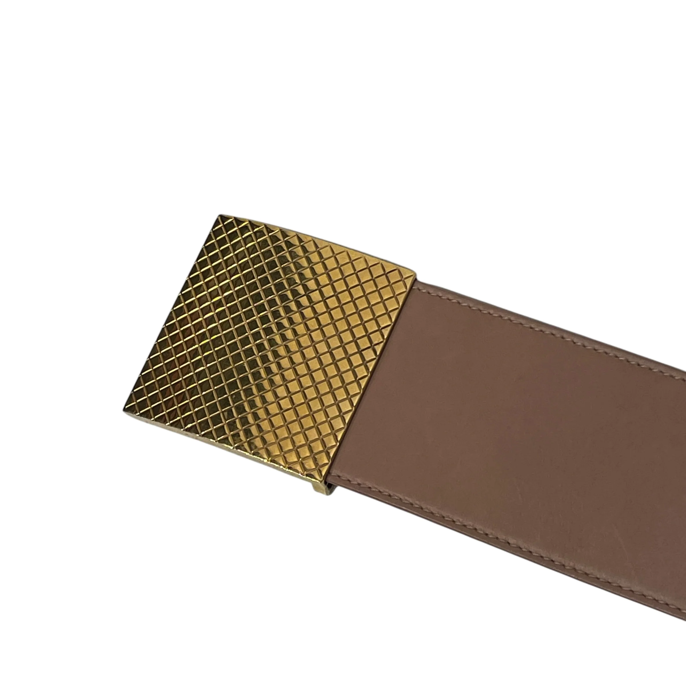 BOTTEGA VENETA/Belt/Leather/BEG/SQUARE GOLD BELT BUCKLE
