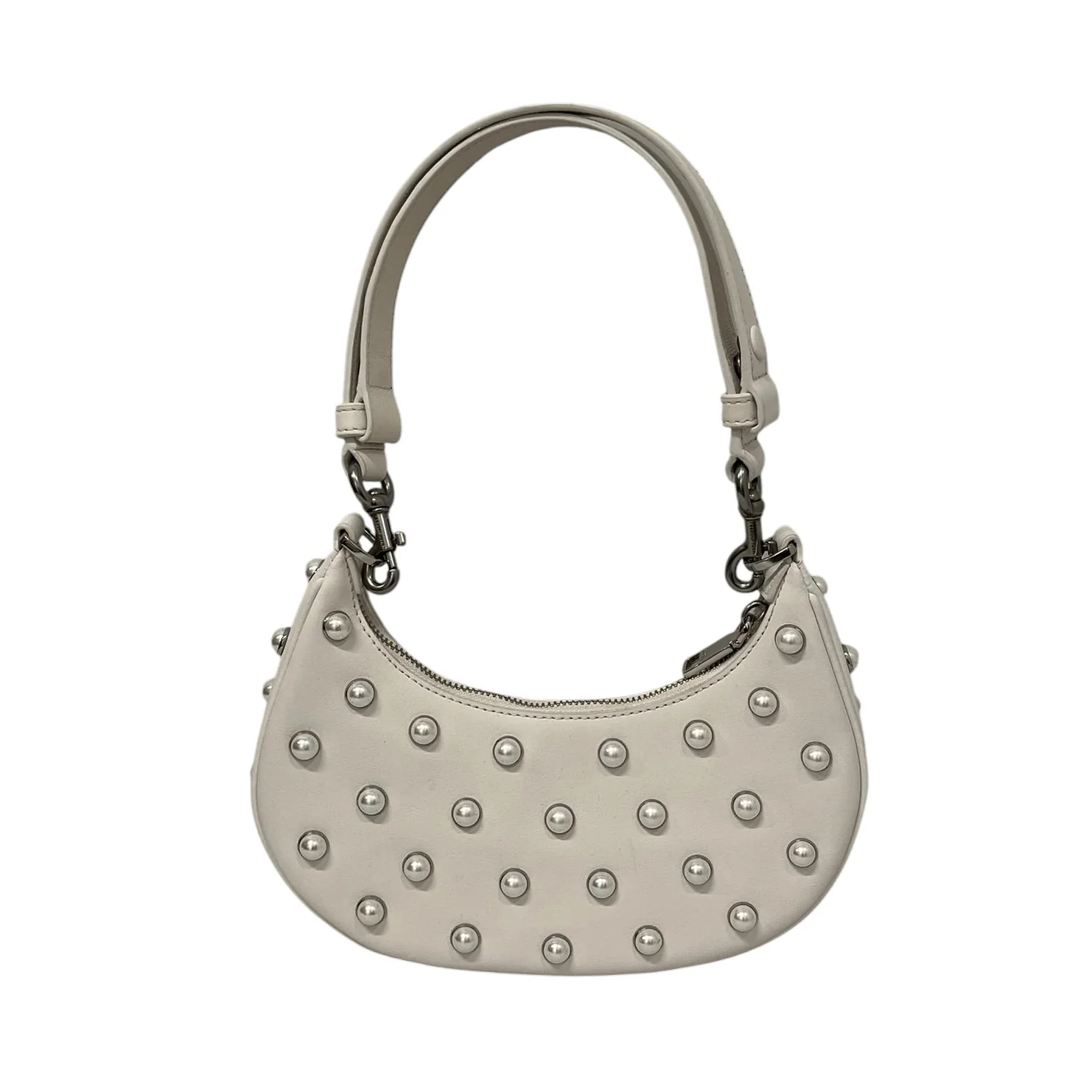 MARC JACOBS/Hand Bag/Leather/WHT/PEARL STUDS THROUGHOUT