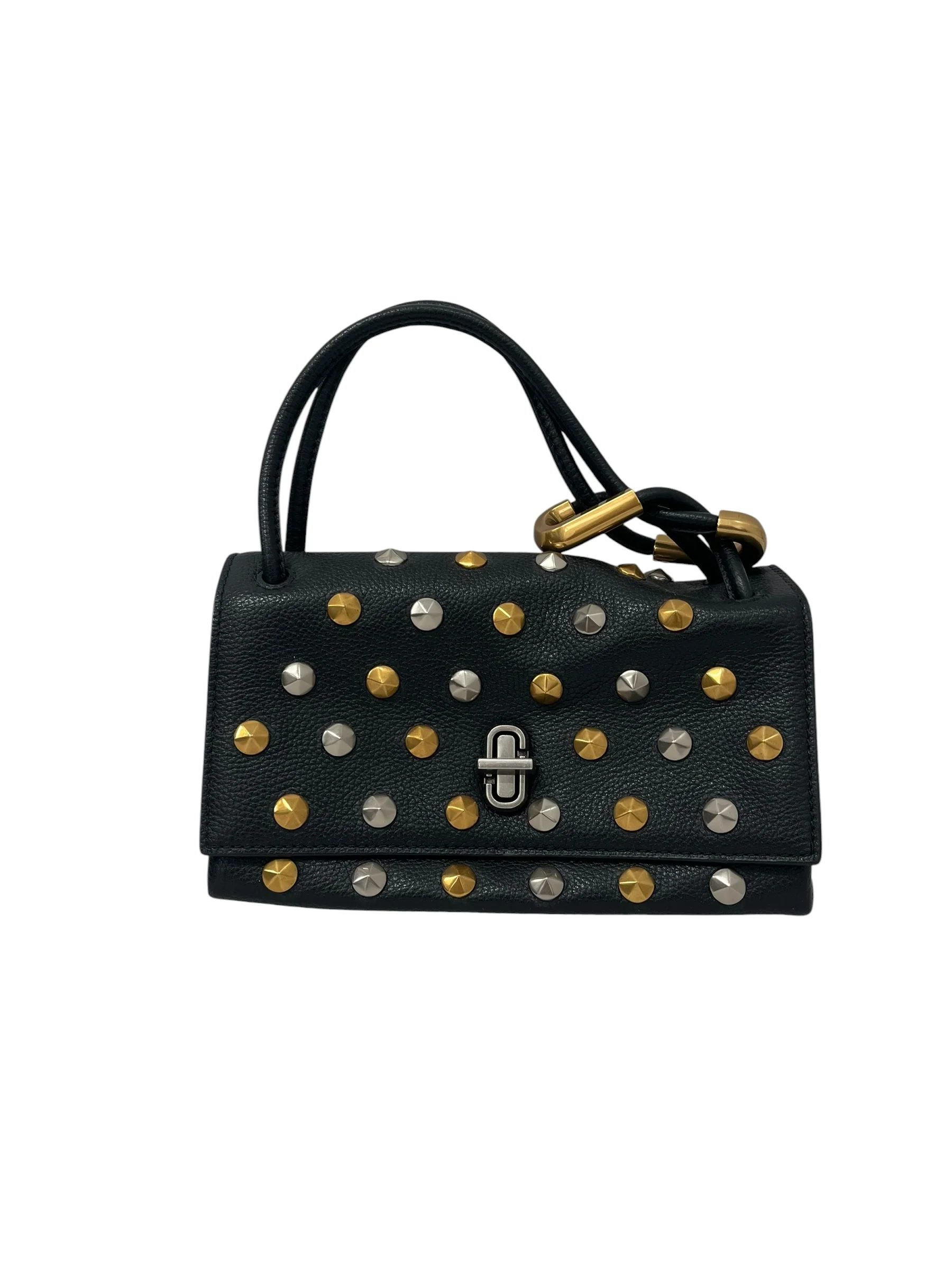 MARC JACOBS/Hand Bag/Leather/BLK/SILVER GOLD STUDS