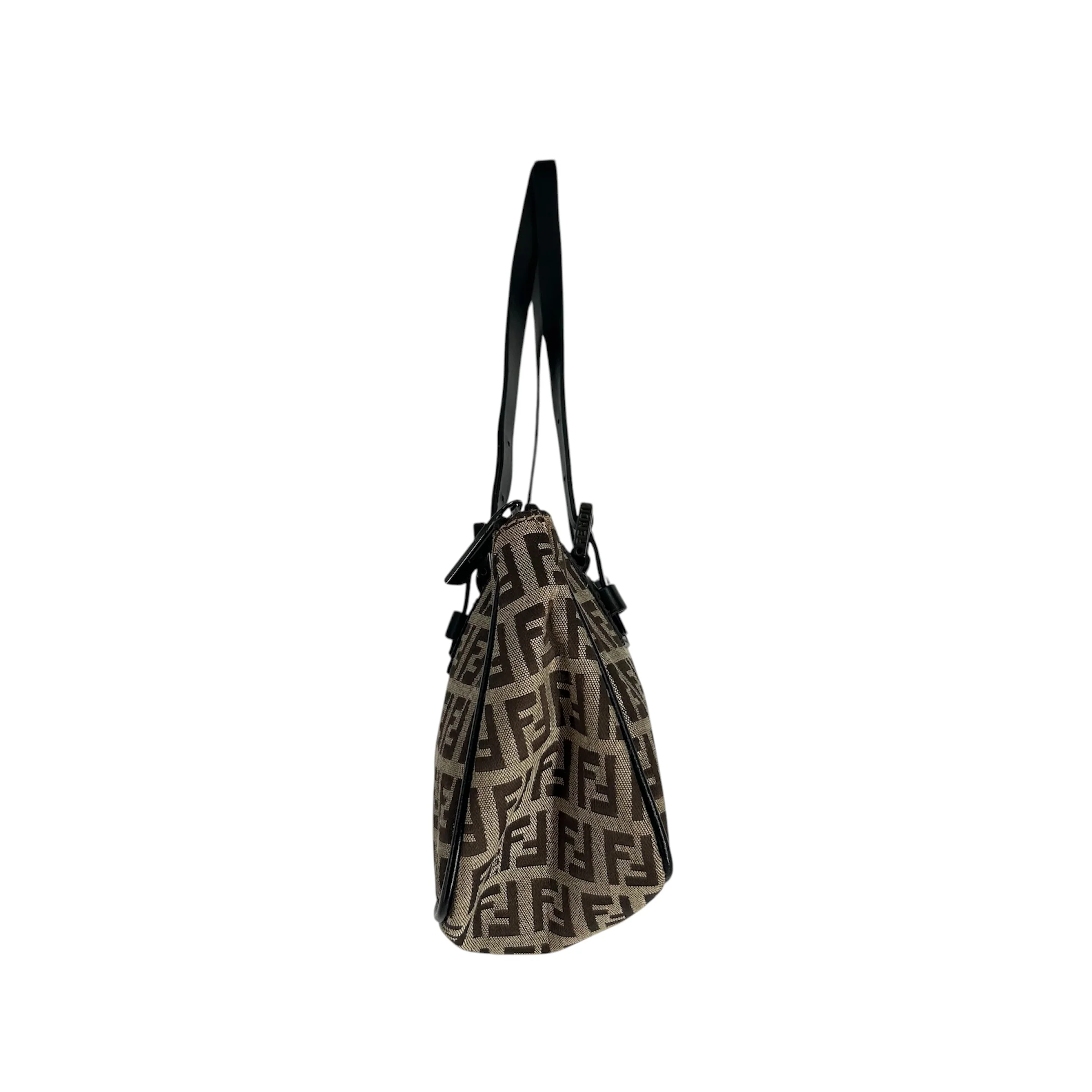 FENDI/Hand Bag/All Over Print/BRW/mini FENDI BLK STRAP
